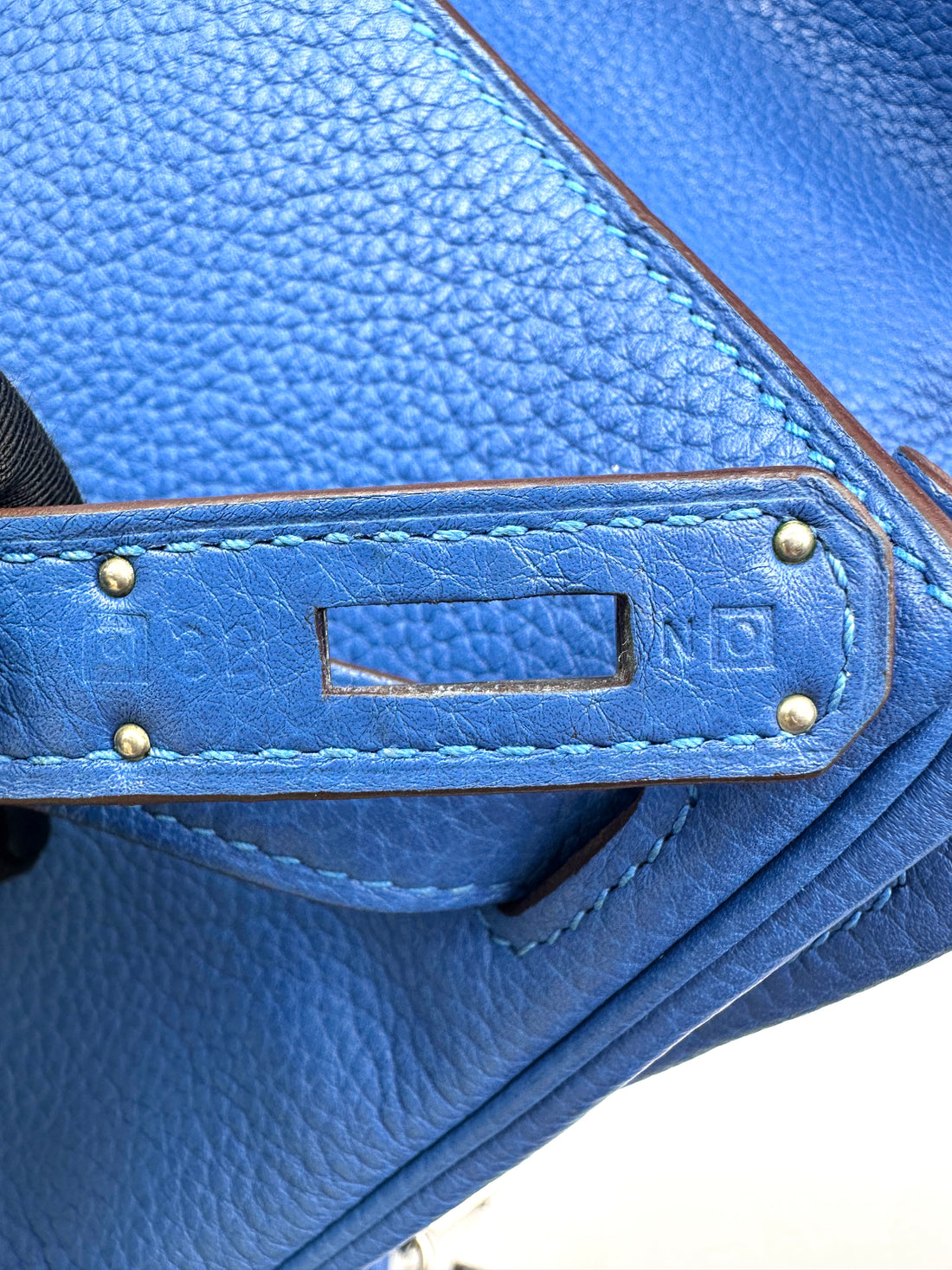 Hermes Kelly35 Blue Leather Handle Bag With Silver Hardware IRIS034