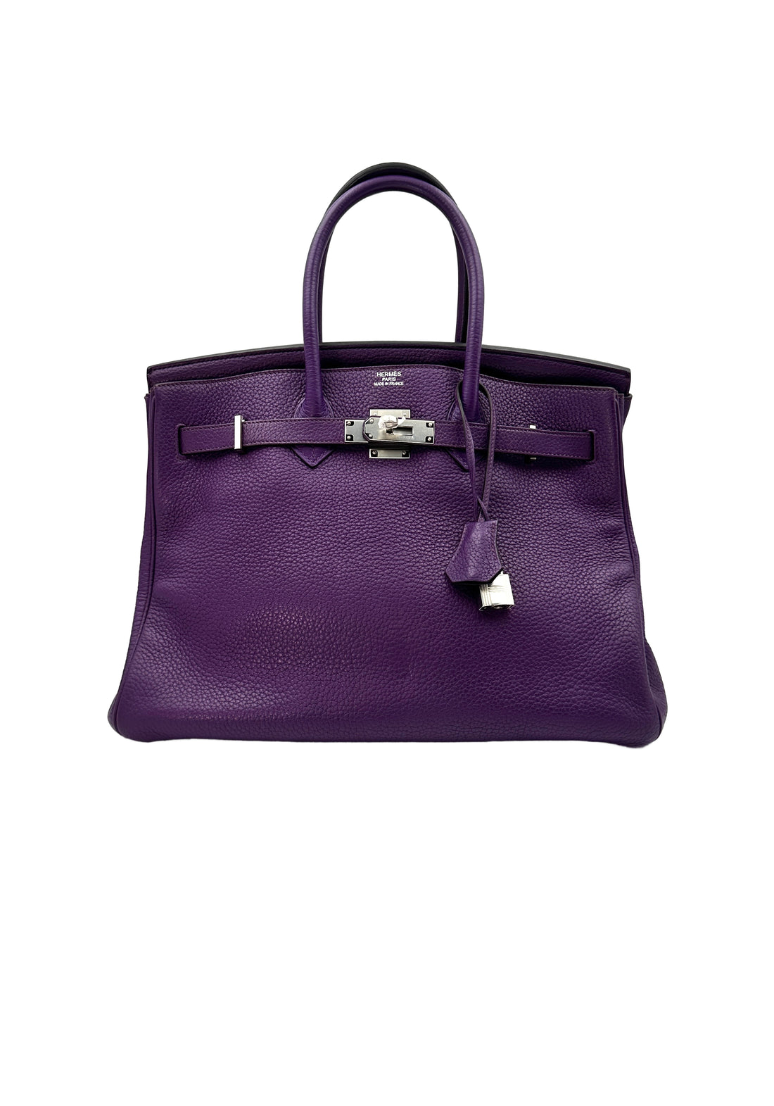 Hermes Kelly35 Purple Leather Handle Bag With Silver Hardware HR82