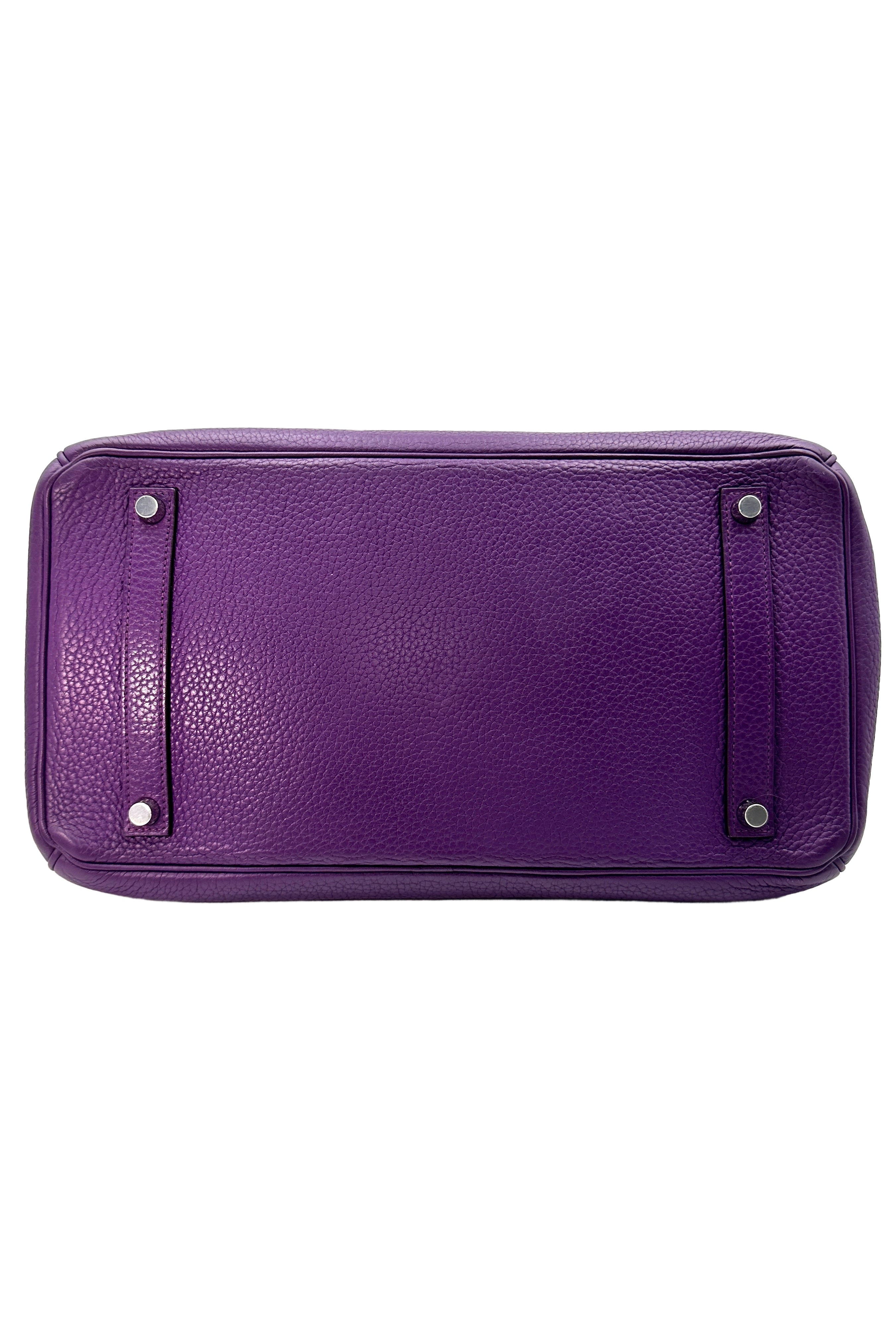 Hermes Kelly35 Purple Leather Handle Bag With Silver Hardware HR82
