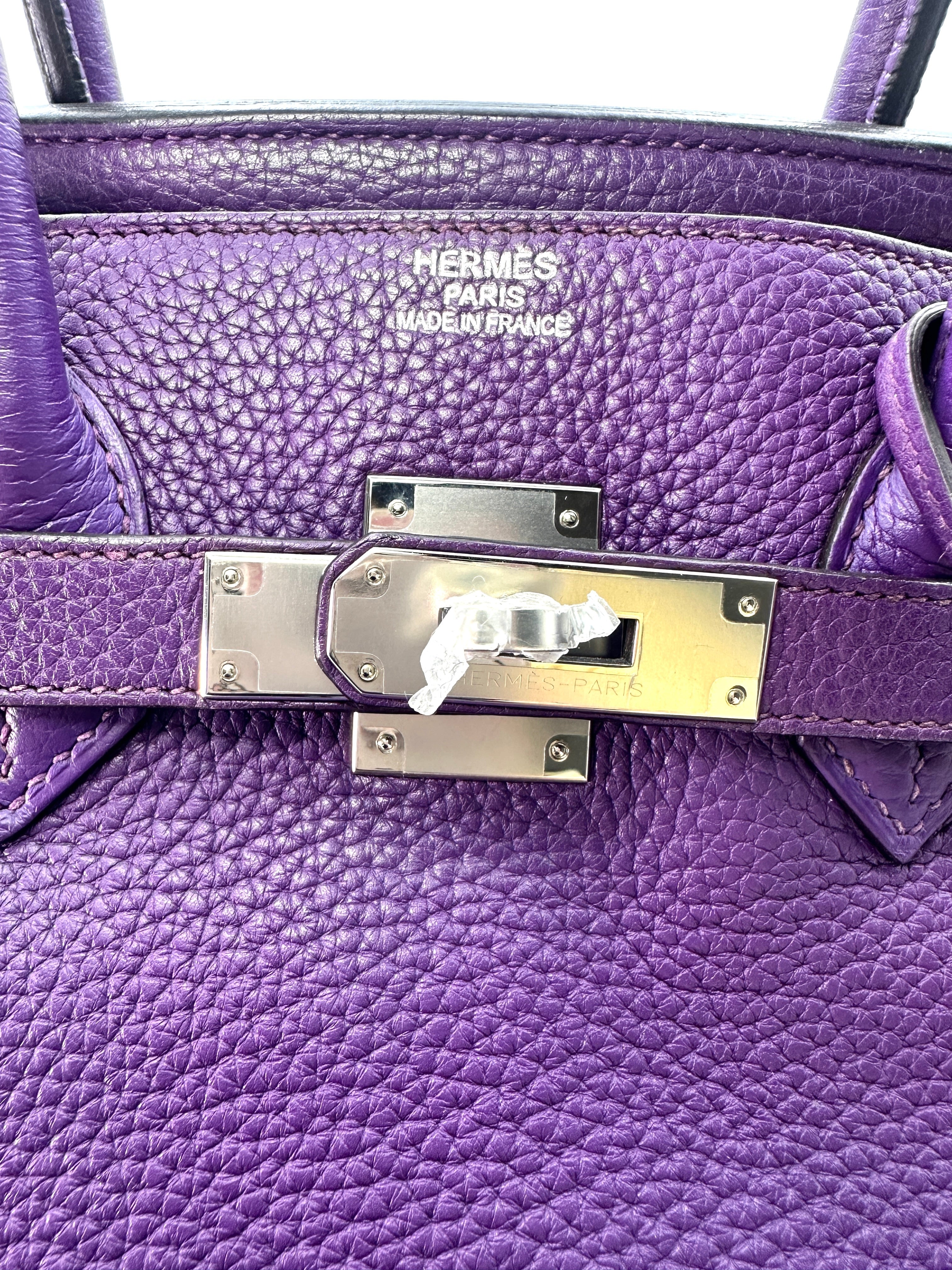 Hermes Kelly35 Purple Leather Handle Bag With Silver Hardware HR82