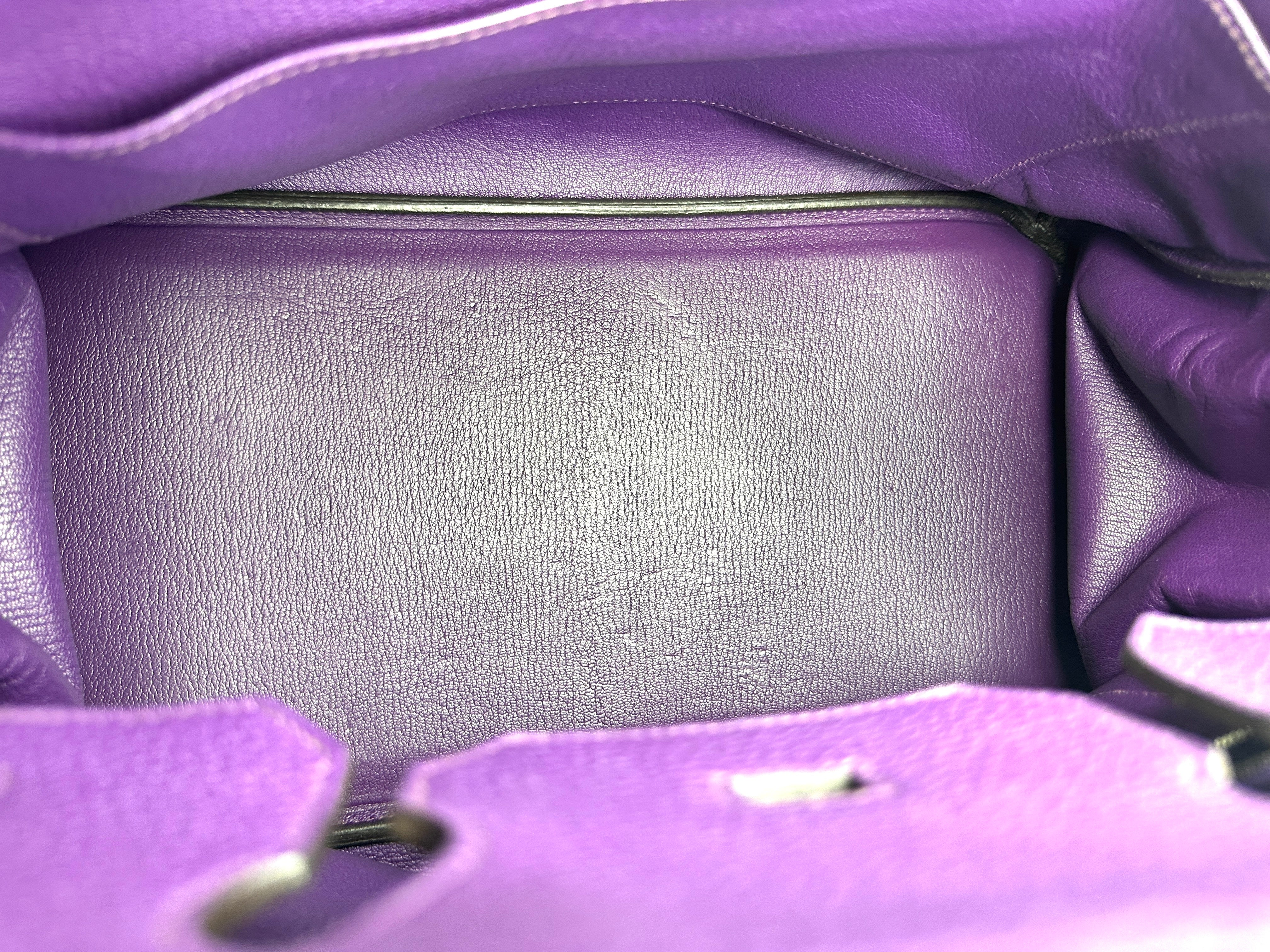Hermes Kelly35 Purple Leather Handle Bag With Silver Hardware HR82