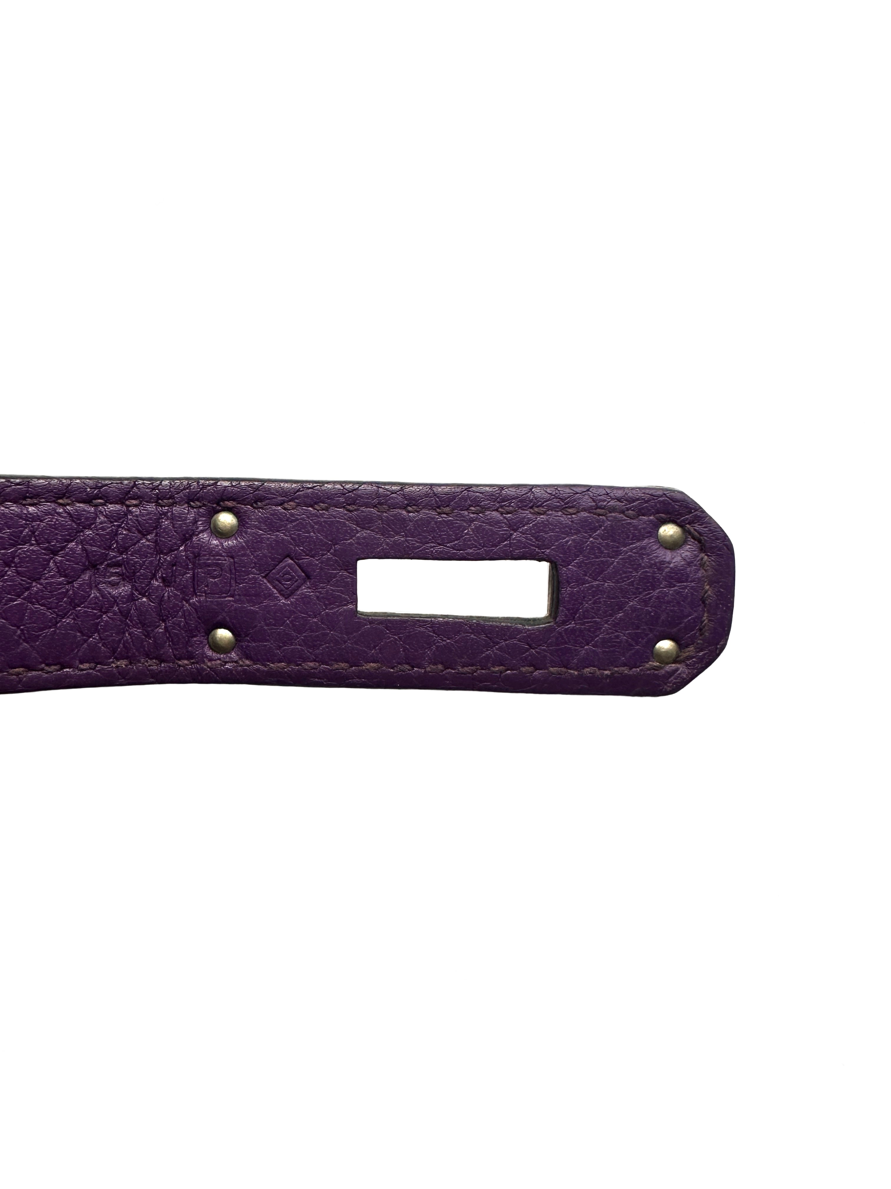 Hermes Kelly35 Purple Leather Handle Bag With Silver Hardware HR82