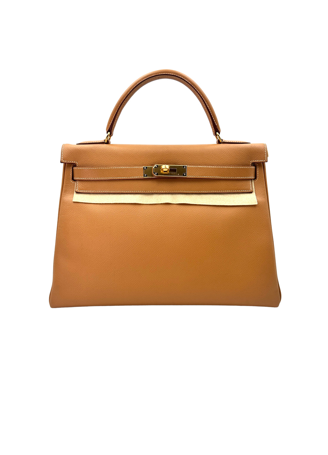 Hermes Kelly32 Brown Epsom Leather Handle Bag With Gold Hardware IRIS033