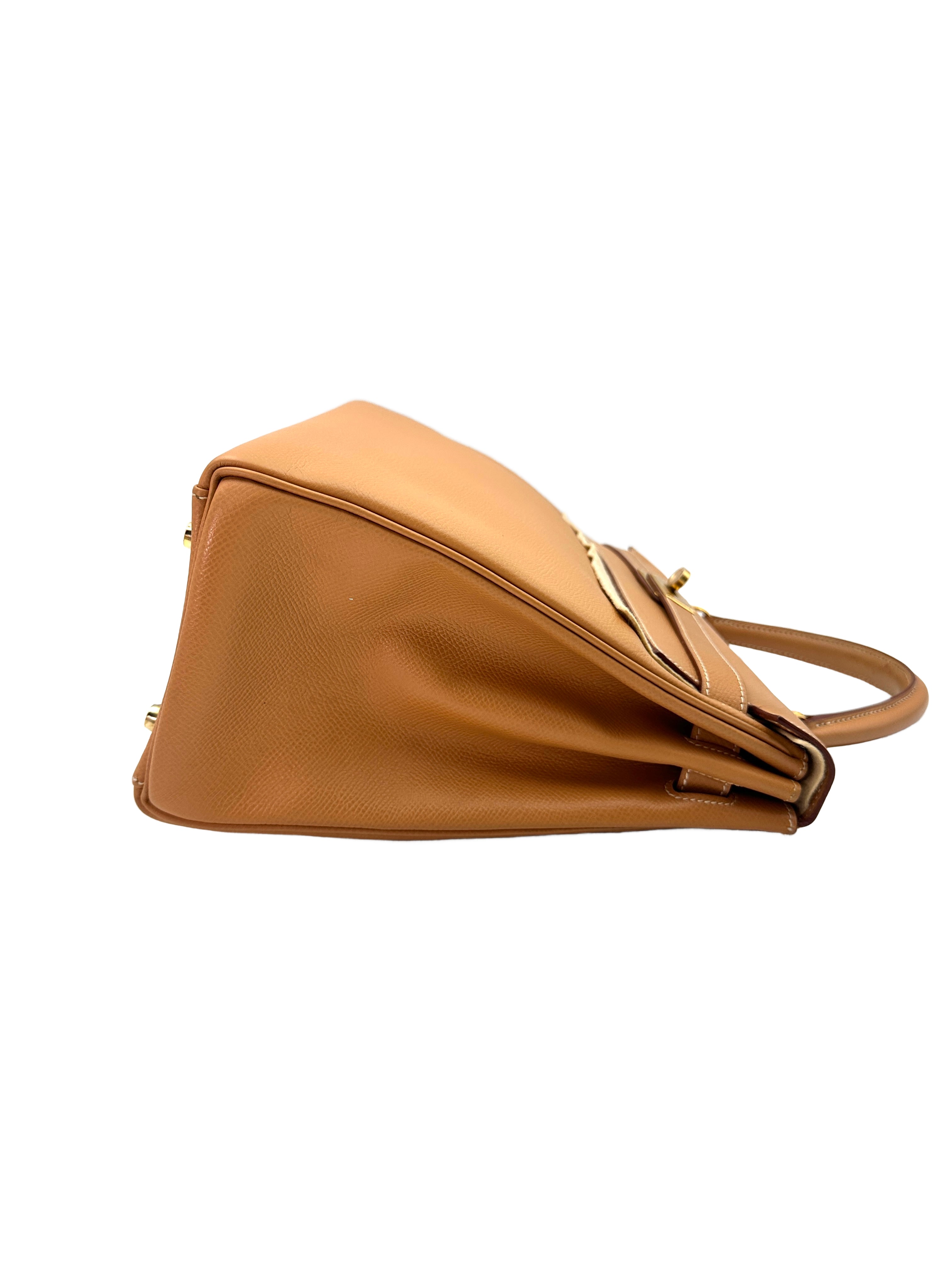 Hermes Kelly32 Brown Epsom Leather Handle Bag With Gold Hardware IRIS033