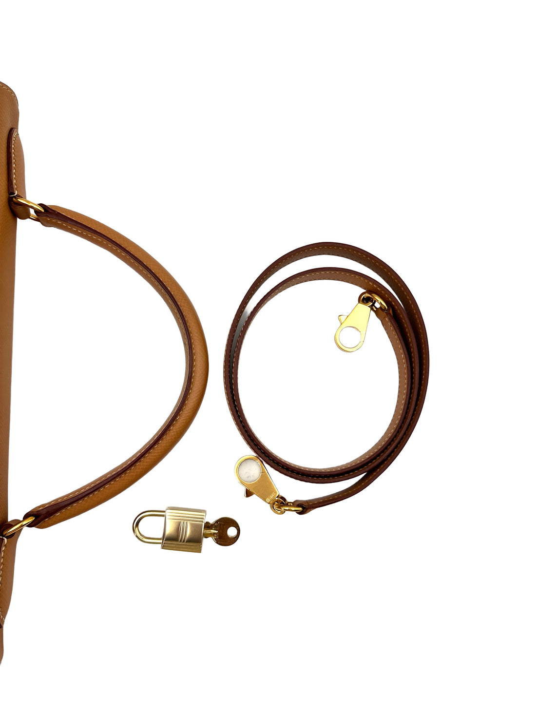 Hermes Kelly32 Brown Epsom Leather Handle Bag With Gold Hardware IRIS033