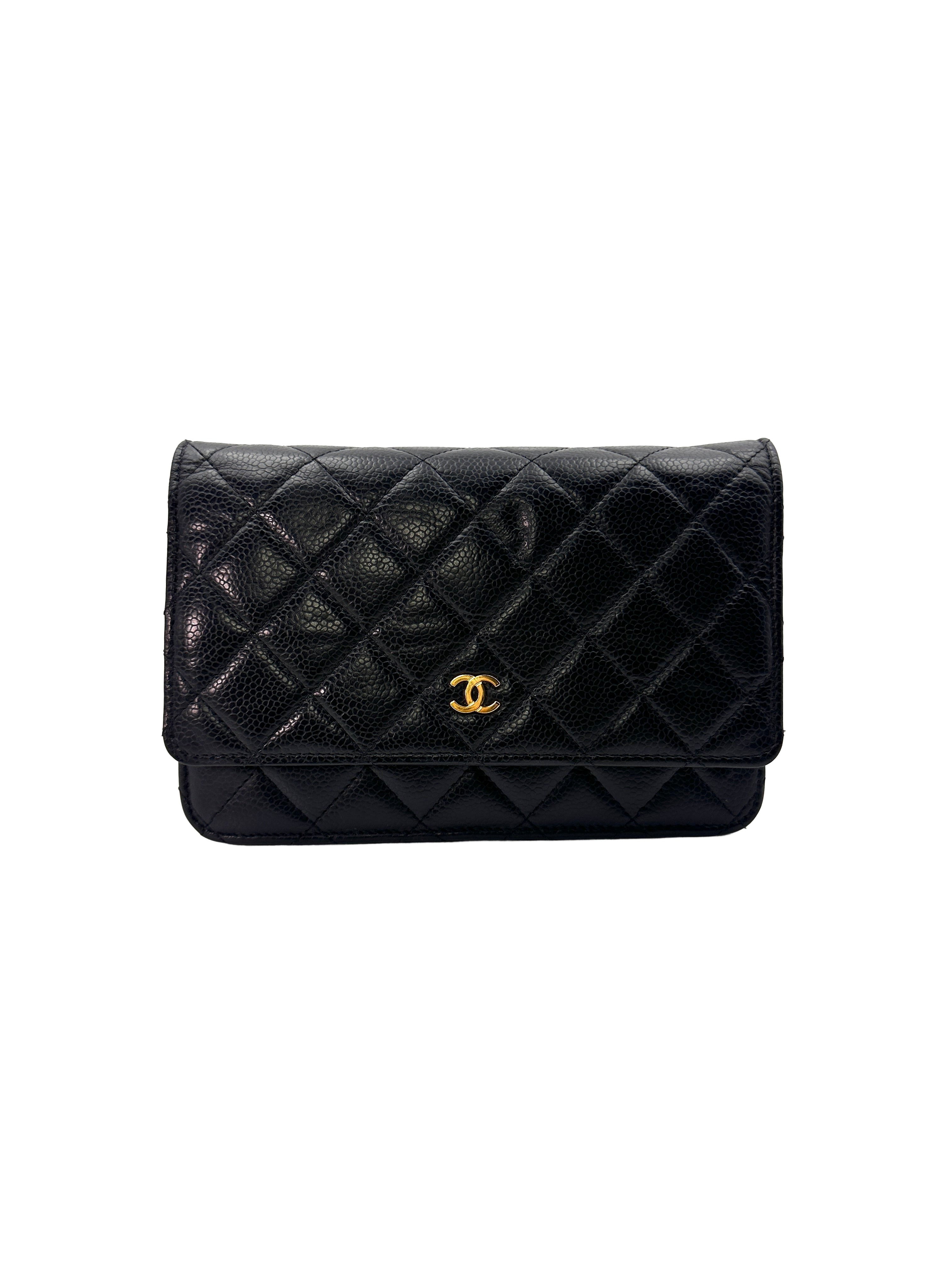 Chanel Black Quilted Calfskin Wallet On Chain With Gold Buckle(N9***H7) CC1437