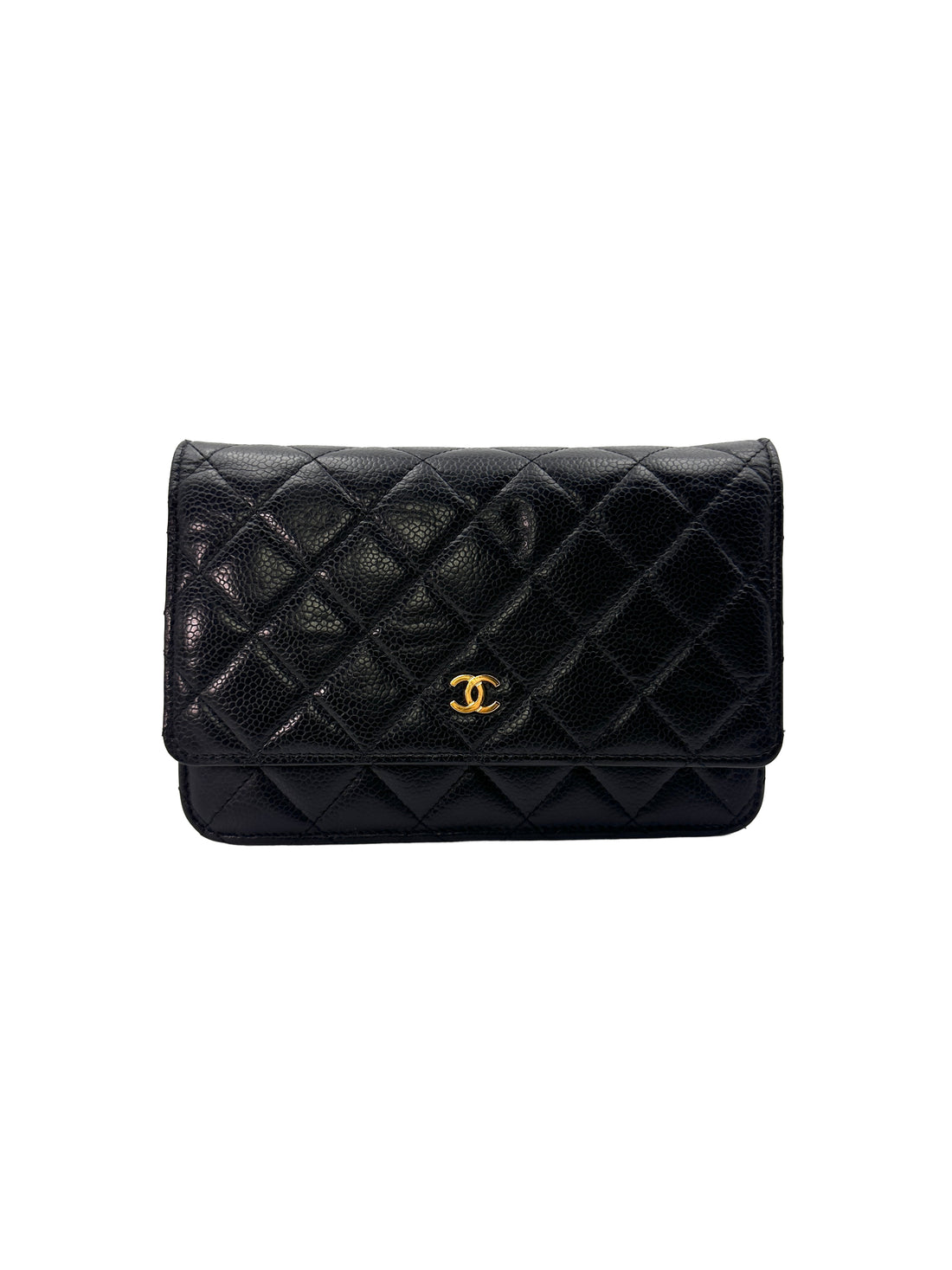 Chanel Black Quilted Calfskin Wallet On Chain With Gold Buckle(N9***H7) CC1437