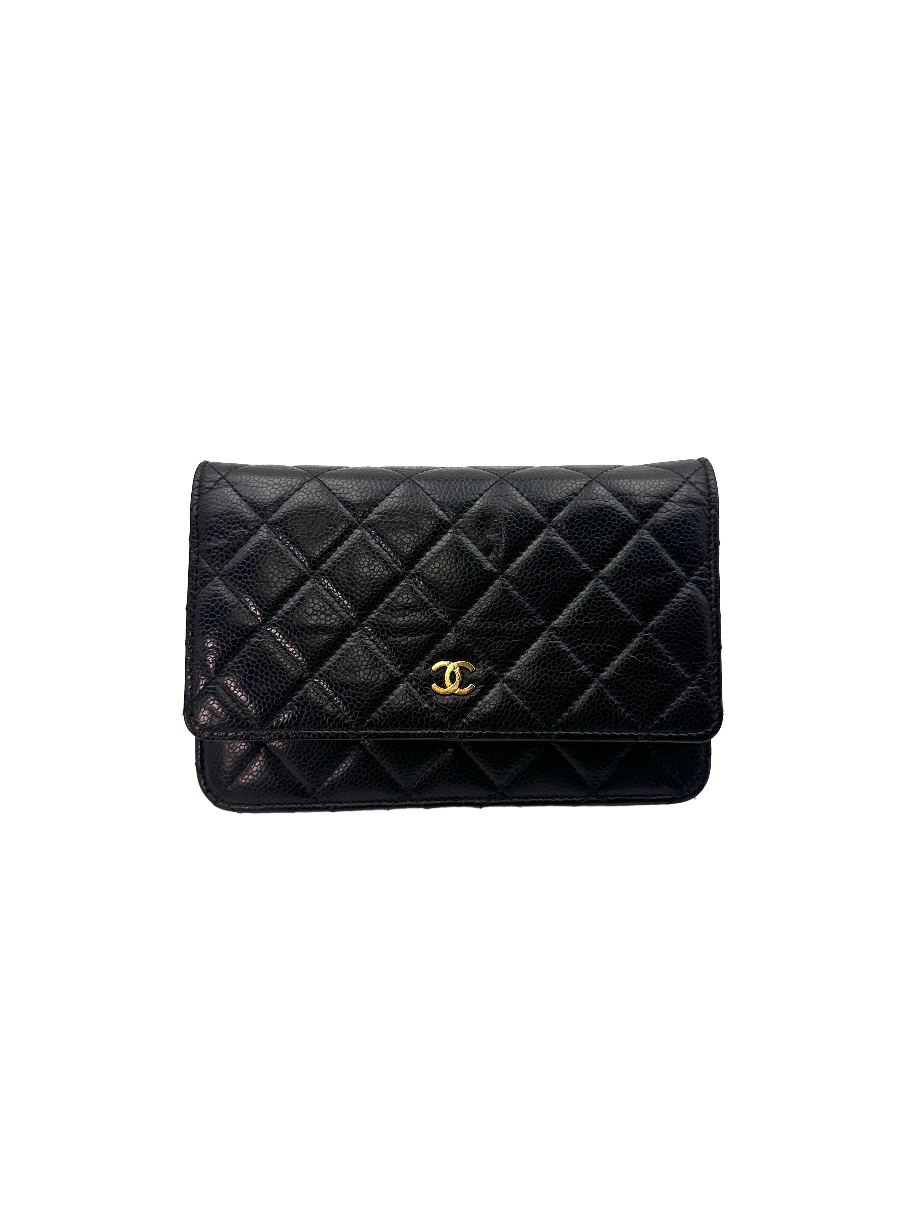 Chanel Black Quilted Calfskin Wallet On Chain With Gold Buckle(N9***H7) CC1437