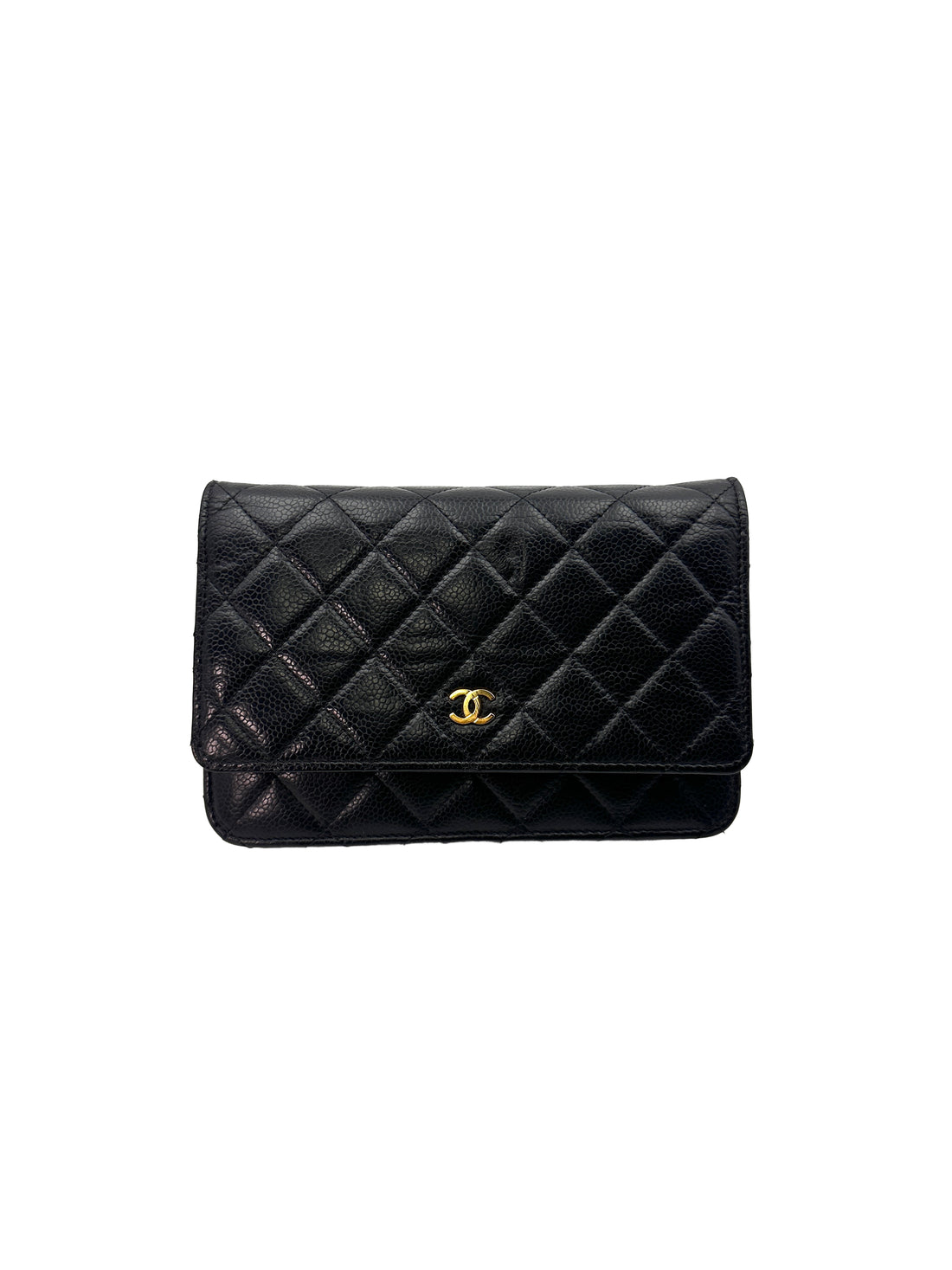 Chanel Black Quilted Calfskin Wallet On Chain With Gold Buckle(N9***H7) CC1437