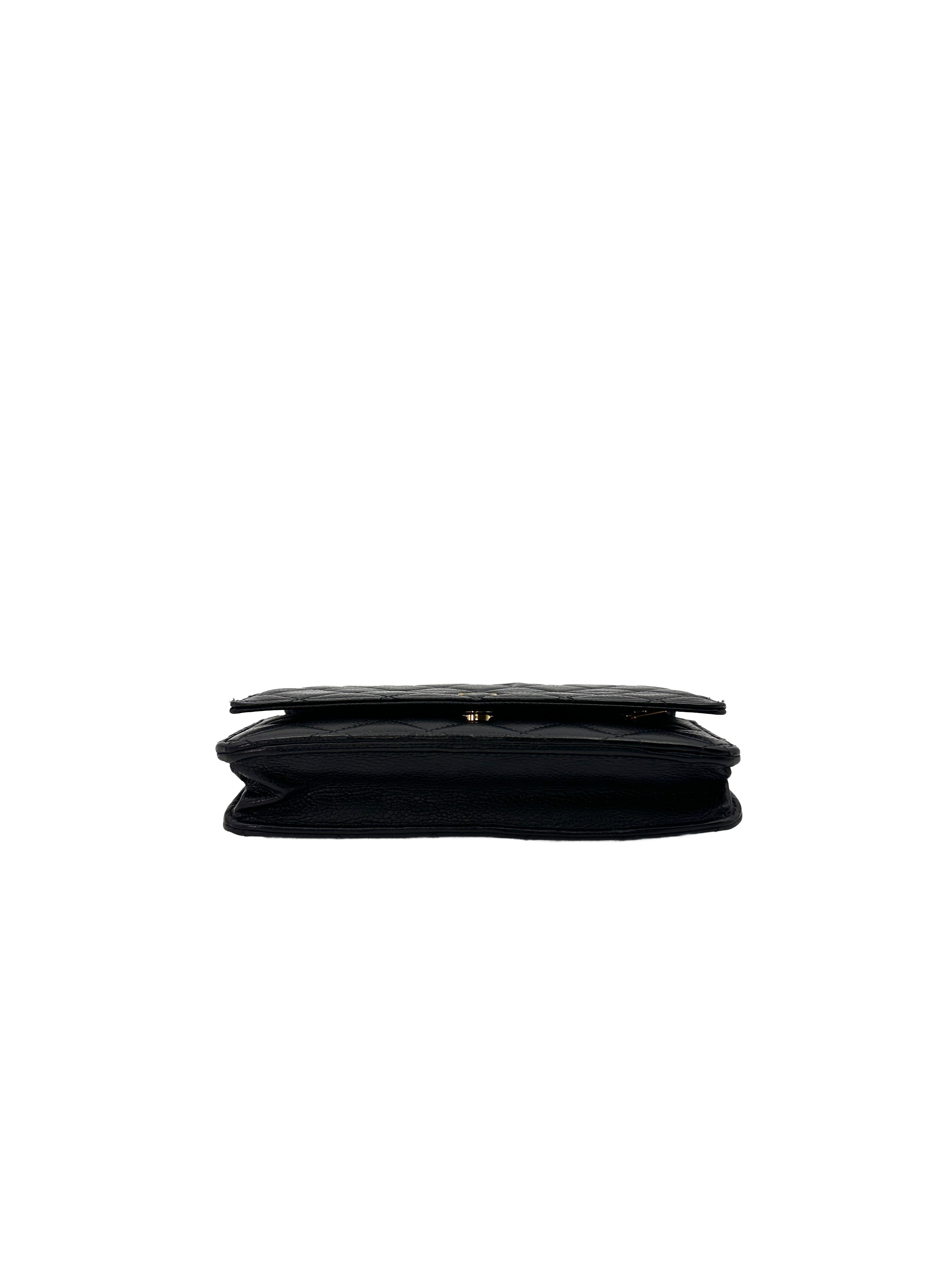 Chanel Black Quilted Calfskin Wallet On Chain With Gold Buckle(N9***H7) CC1437