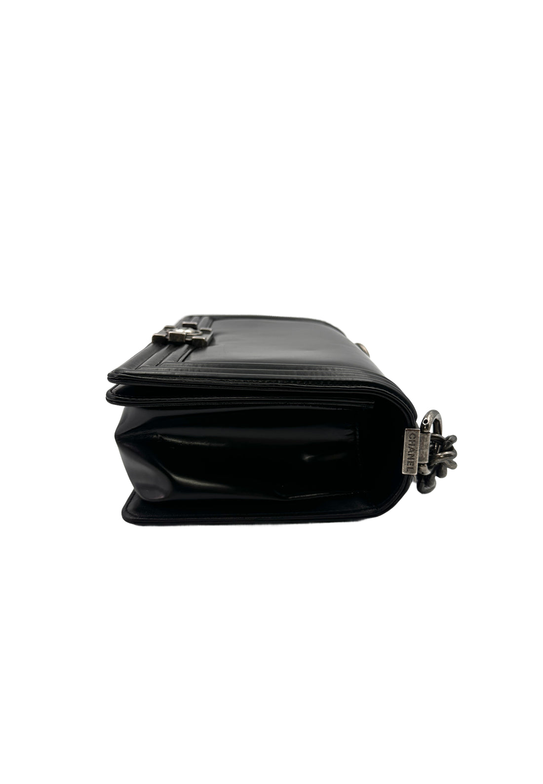 Chanel LeBoy Black Glazed Calfskin Medium Size Flap Bag With Silver Buckle(21***27) CC1432
