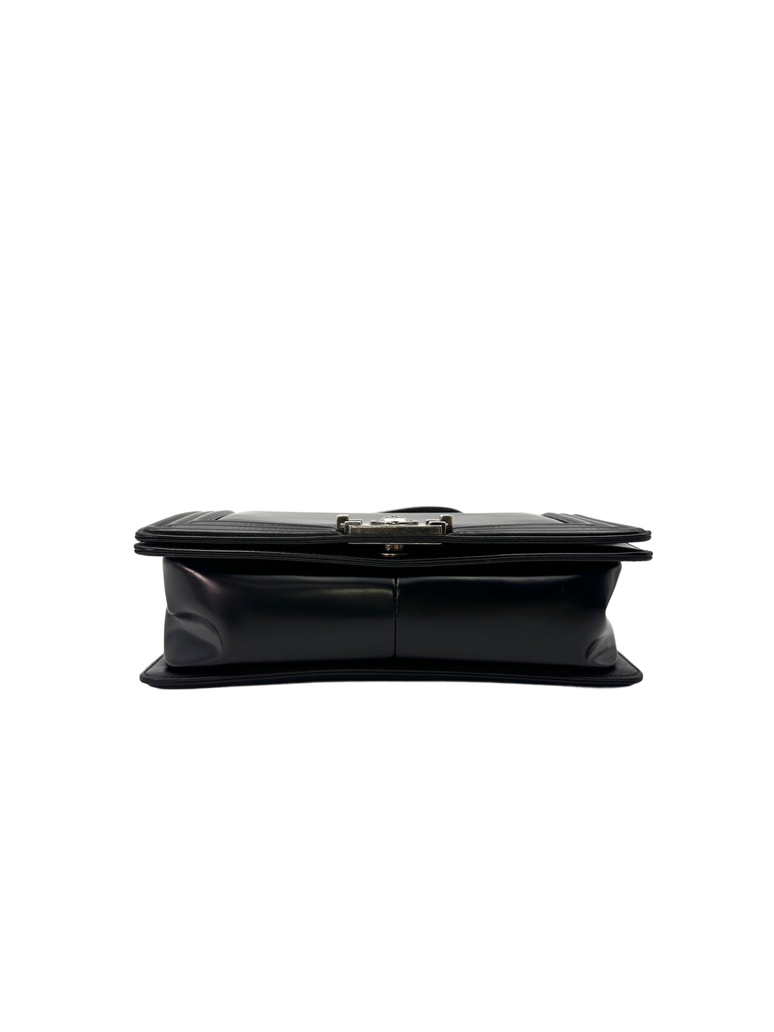 Chanel LeBoy Black Glazed Calfskin Medium Size Flap Bag With Silver Buckle(21***27) CC1432