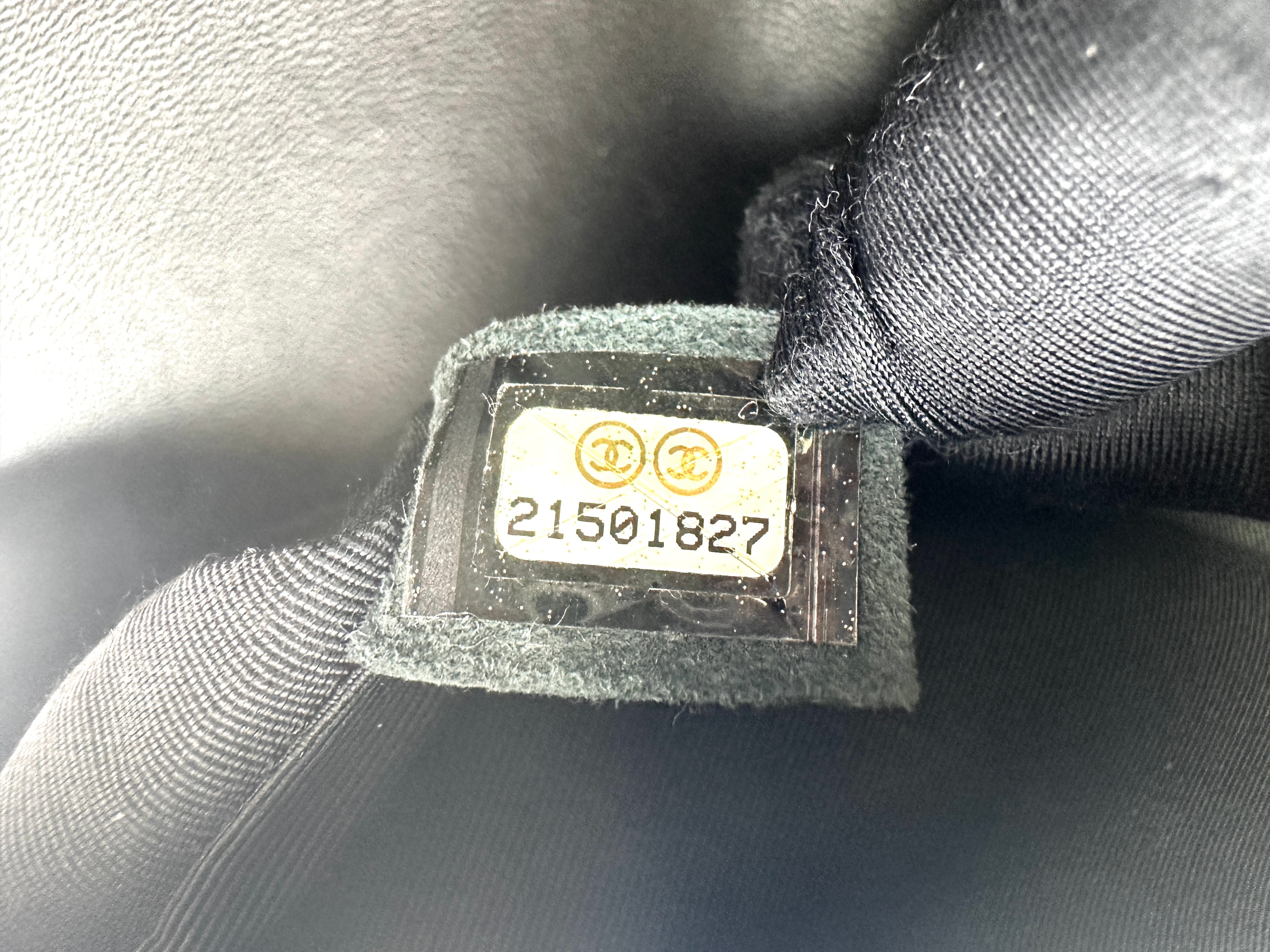 Chanel LeBoy Black Glazed Calfskin Medium Size Flap Bag With Silver Buckle(21***27) CC1432