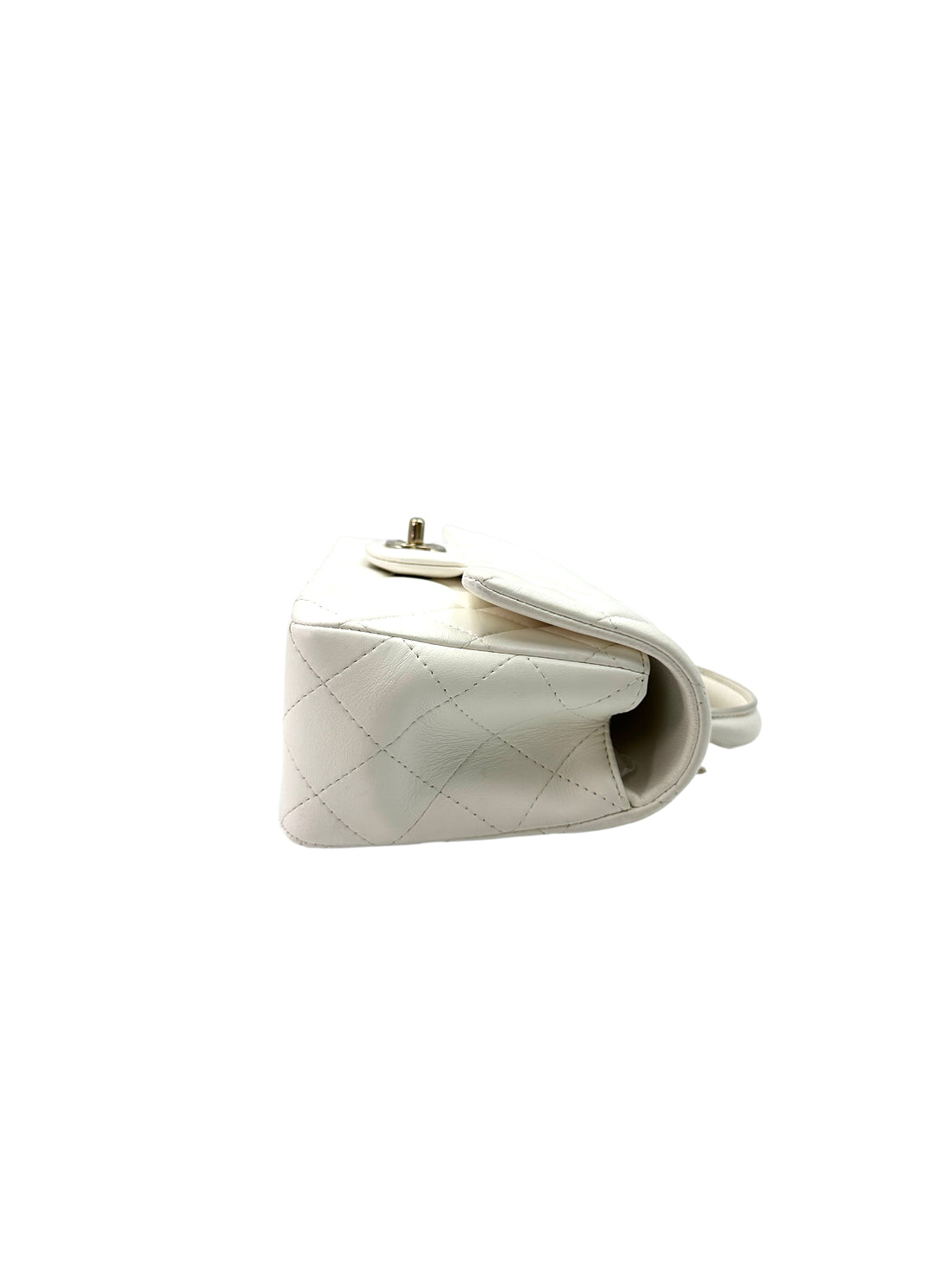 Chanel 22P Classic Flap White Quilted Lambskin Top Handle Mini Flap Bag(X1***NH) CC1429