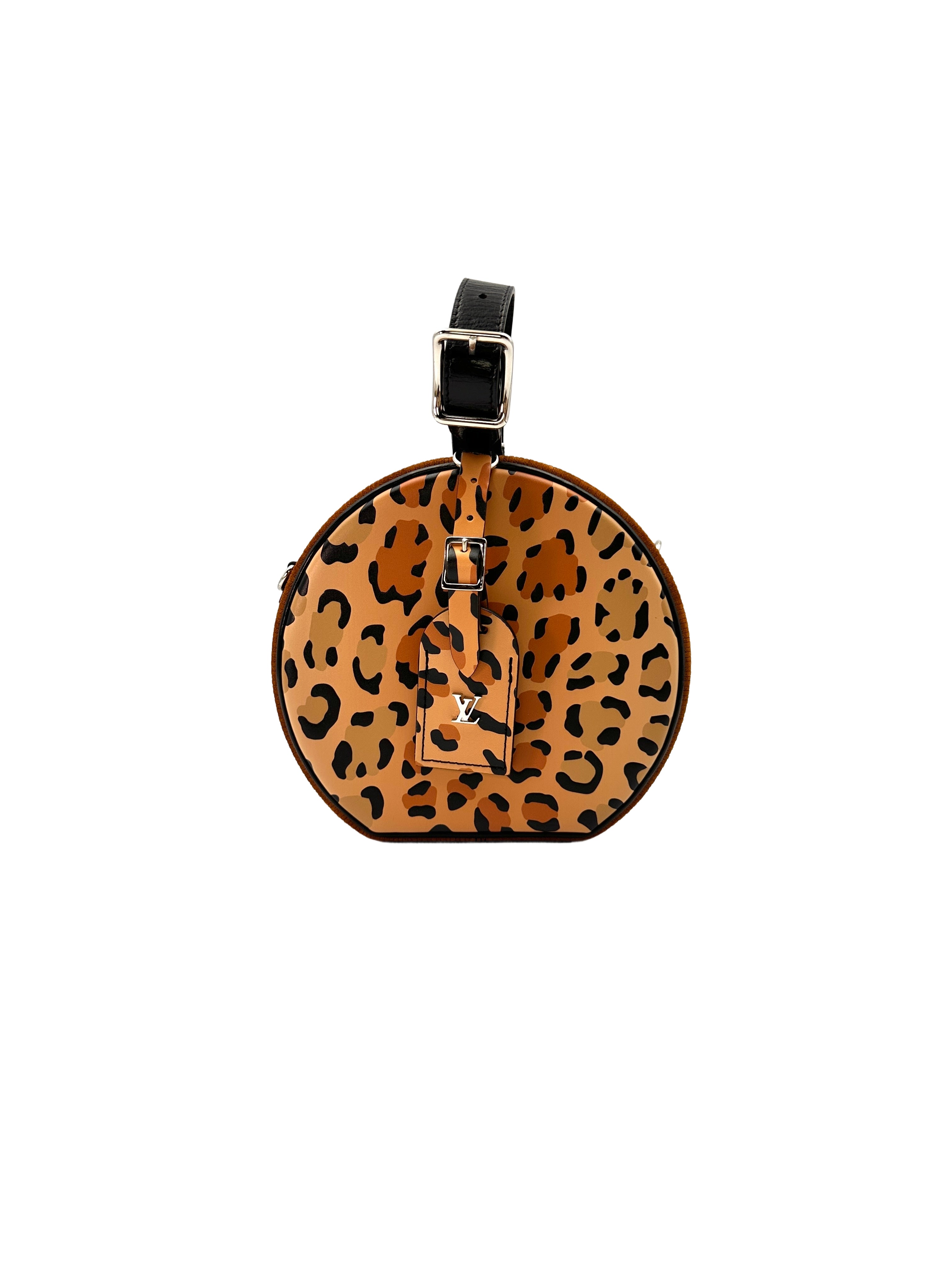Louis Vuitton Petite Boite Chapeau Reverse Monogram Canvas And Leopard Print Handle Bag IRIS013