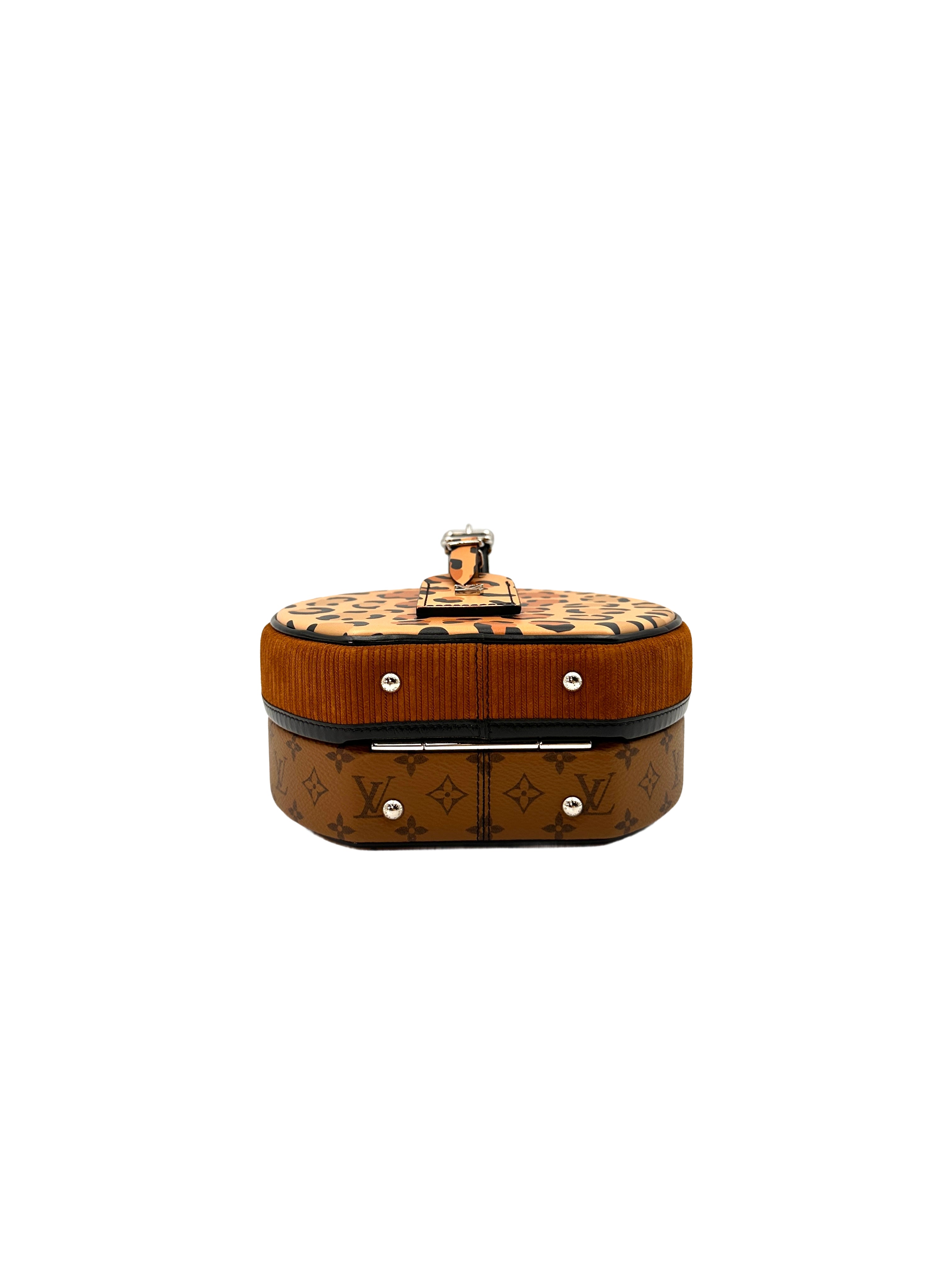 Louis Vuitton Petite Boite Chapeau Reverse Monogram Canvas And Leopard Print Handle Bag IRIS013