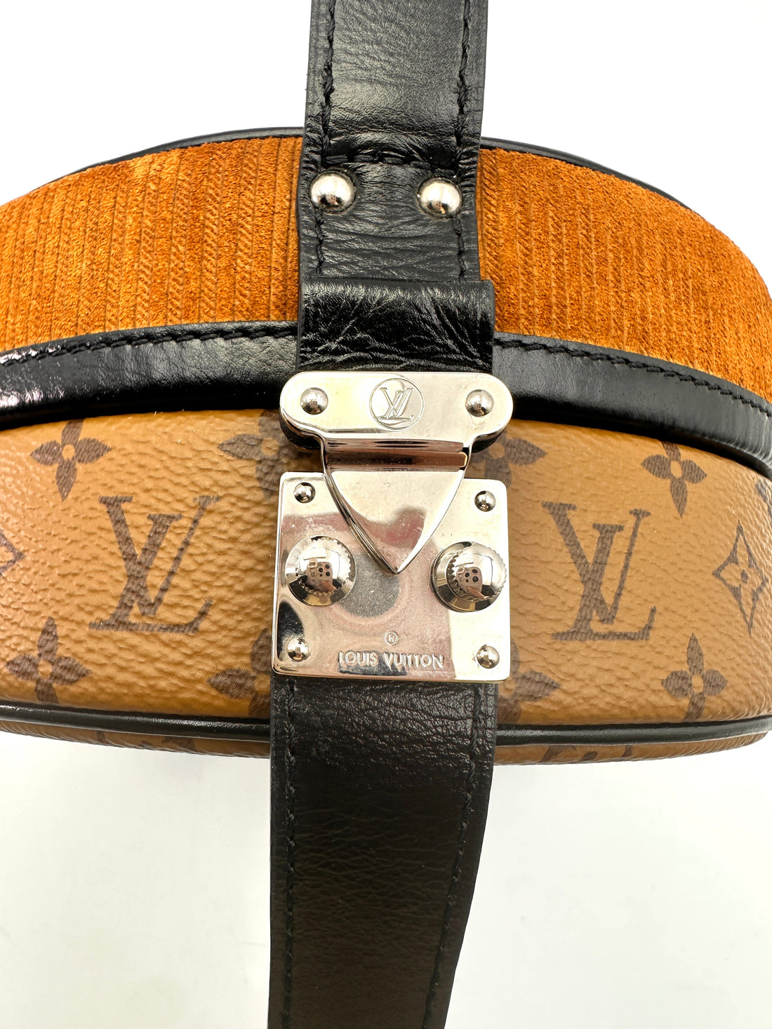 Louis Vuitton Petite Boite Chapeau Reverse Monogram Canvas And Leopard Print Handle Bag IRIS013