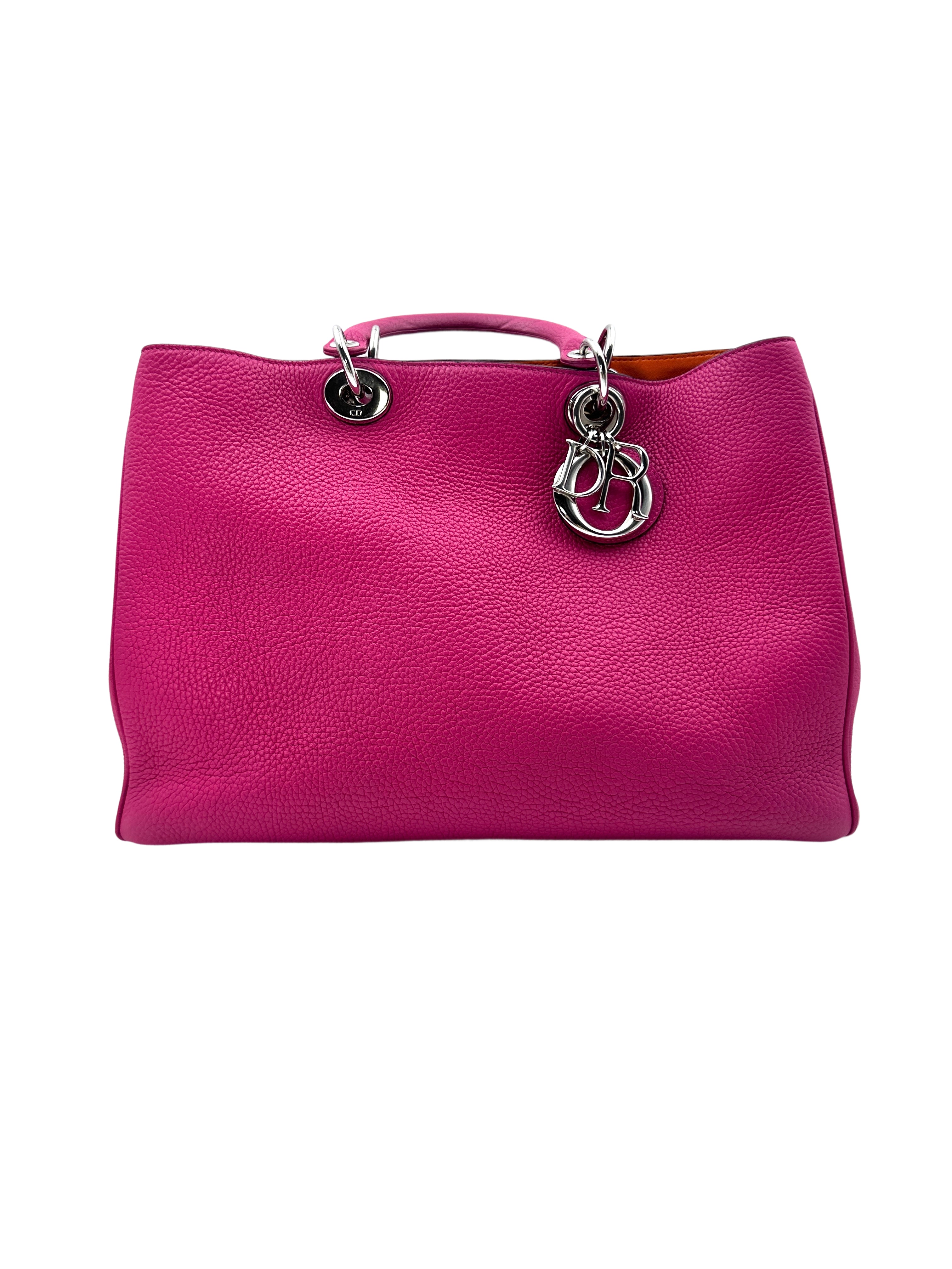 Christian Dior Diorissimo Pink Leather Large Size Handle Bag With Pouch DR511