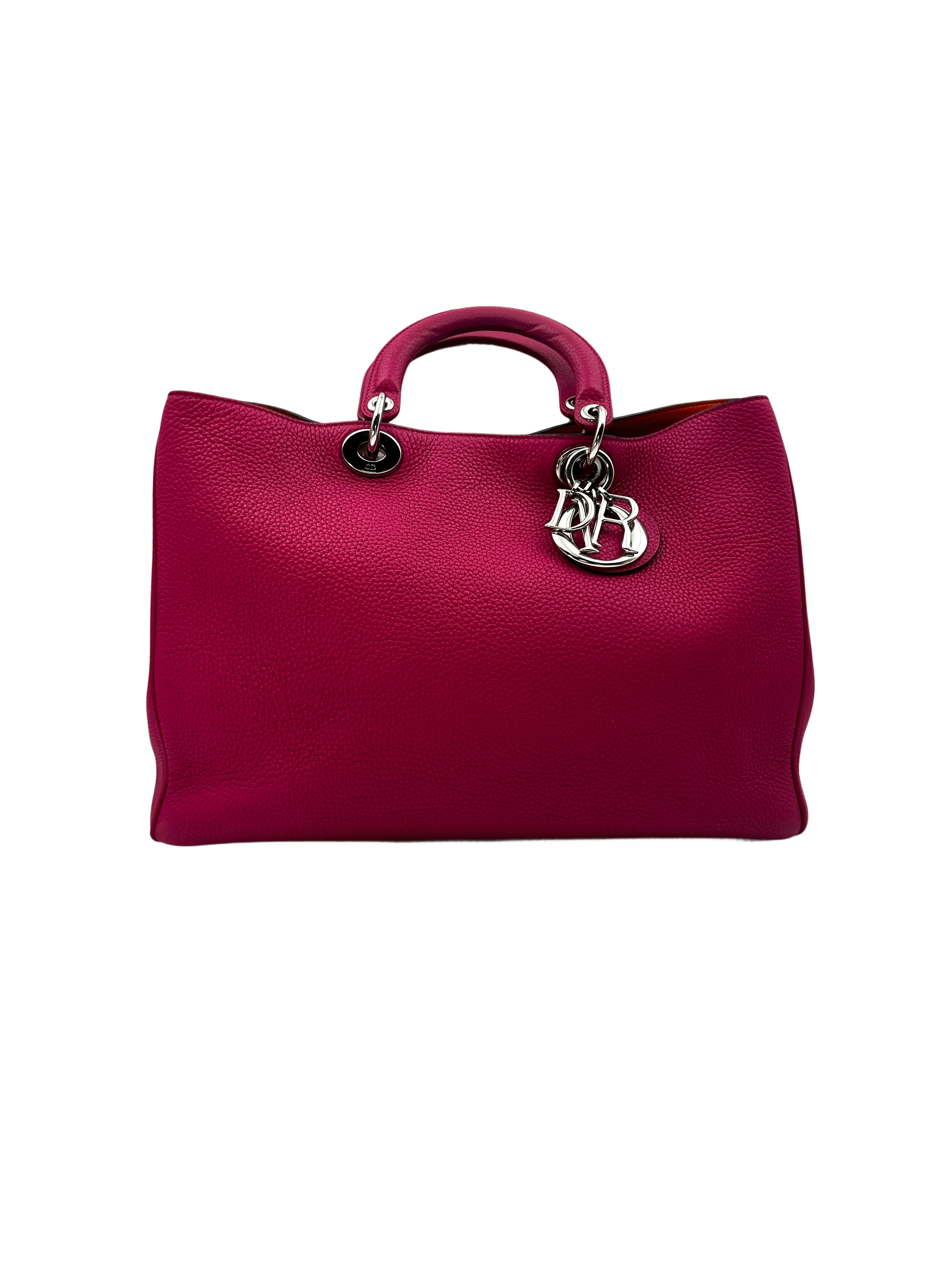 Christian Dior Diorissimo Pink Leather Large Size Handle Bag With Pouch DR511