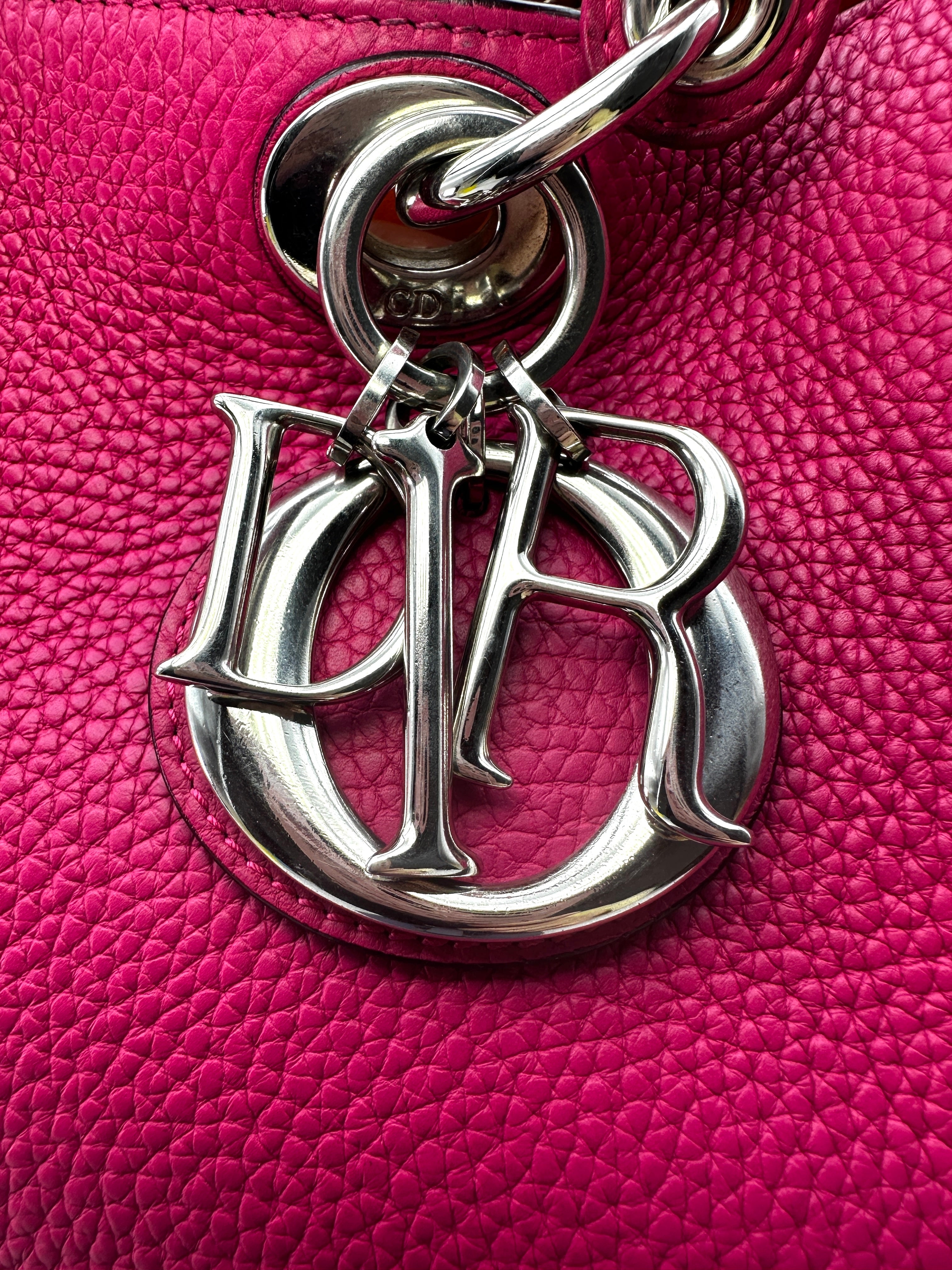 Christian Dior Diorissimo Pink Leather Large Size Handle Bag With Pouch DR511