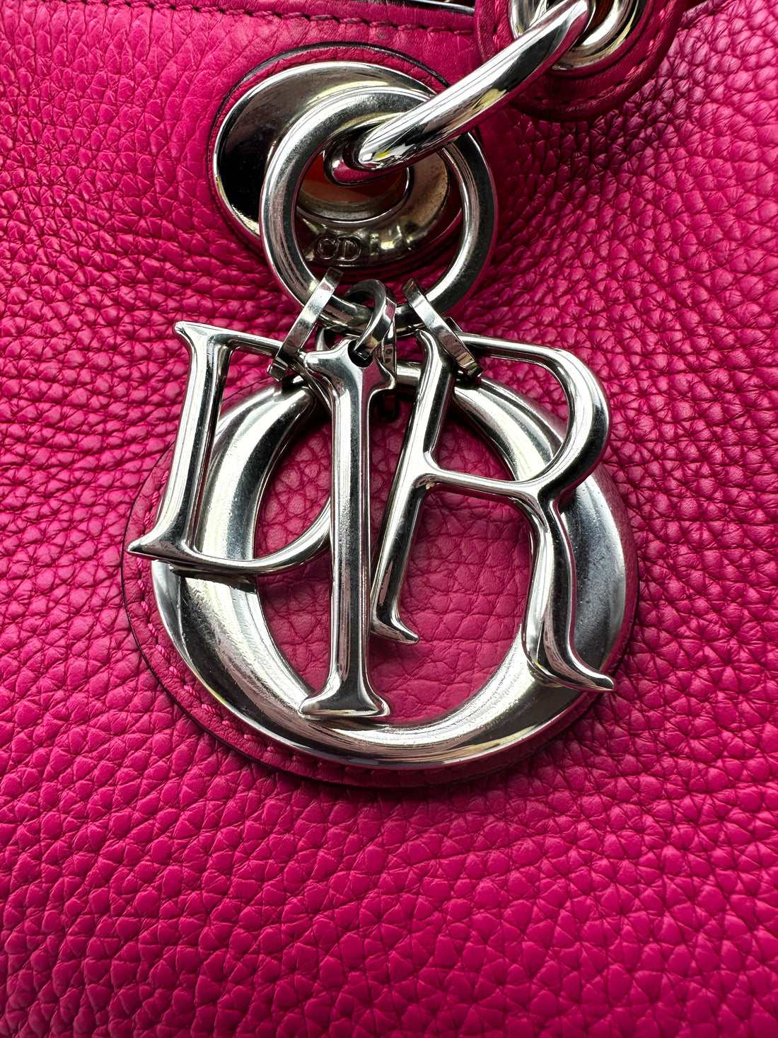 Christian Dior Diorissimo Pink Leather Large Size Handle Bag With Pouch DR511