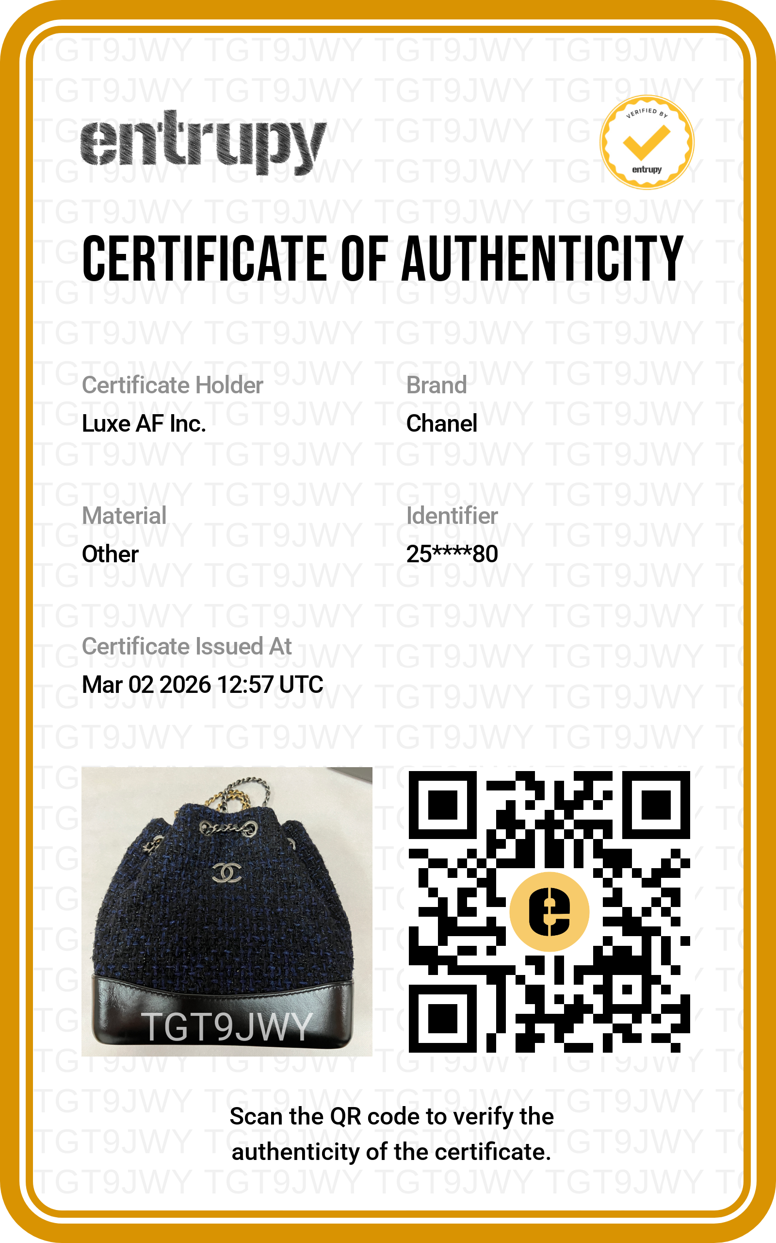 Chanel Gabrielle Black Tweed Calfskin Small Size Backpack(25***80) CC1438