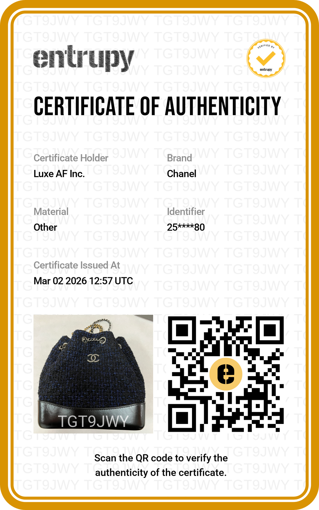 Chanel Gabrielle Black Tweed Calfskin Small Size Backpack(25***80) CC1438