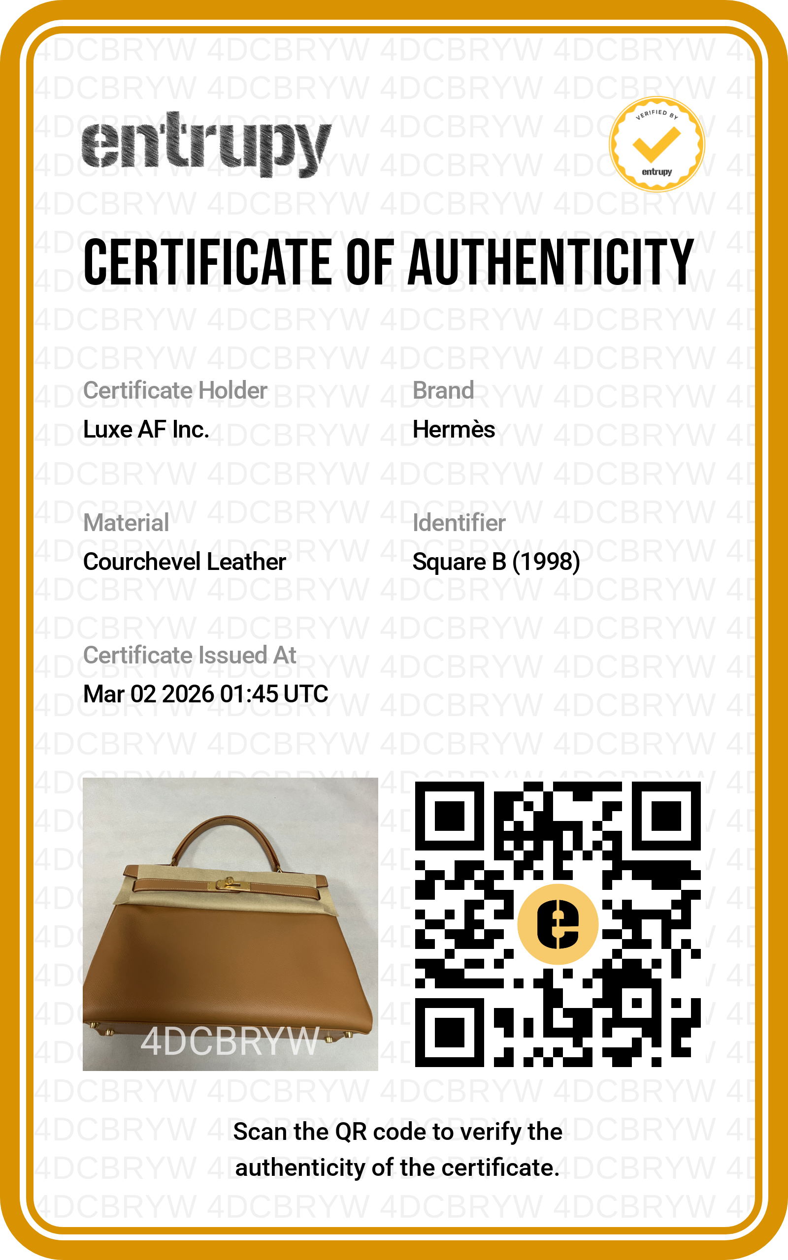 Hermes Kelly32 Brown Epsom Leather Handle Bag With Gold Hardware IRIS033