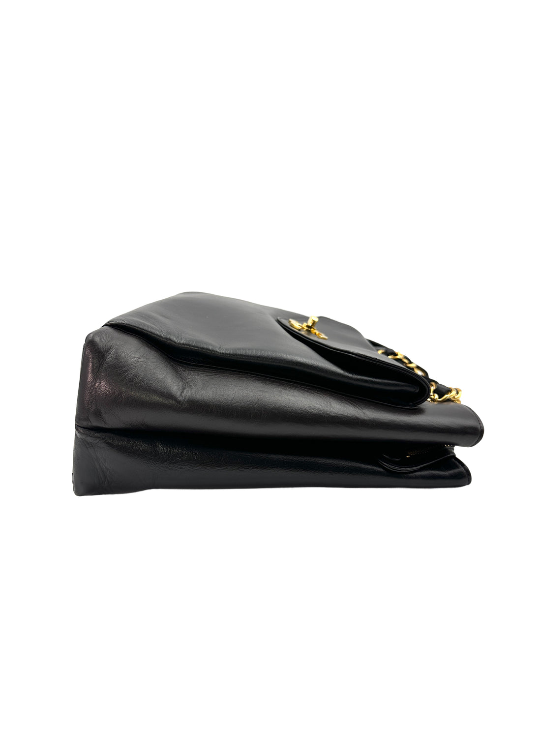 Chanel Vintage Black Calfskin Envelope Flap Bag With Gold Hardware(31***21) PR192