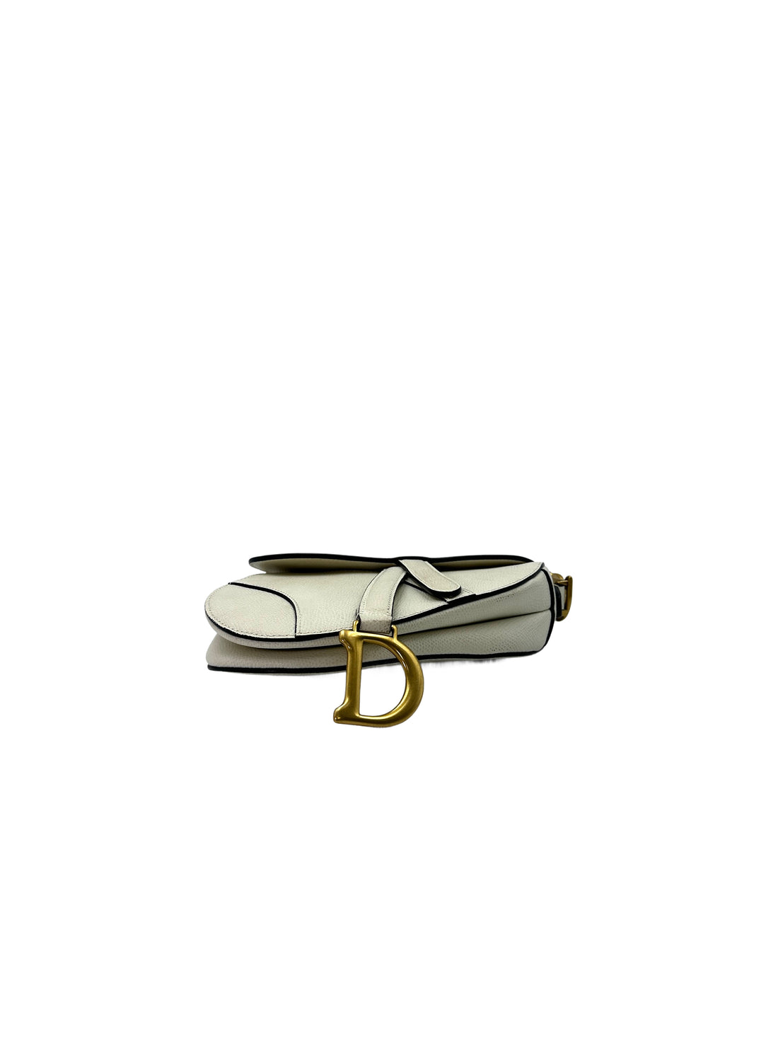 Christian Dior White Leather Small Size Saddle Bag DR512