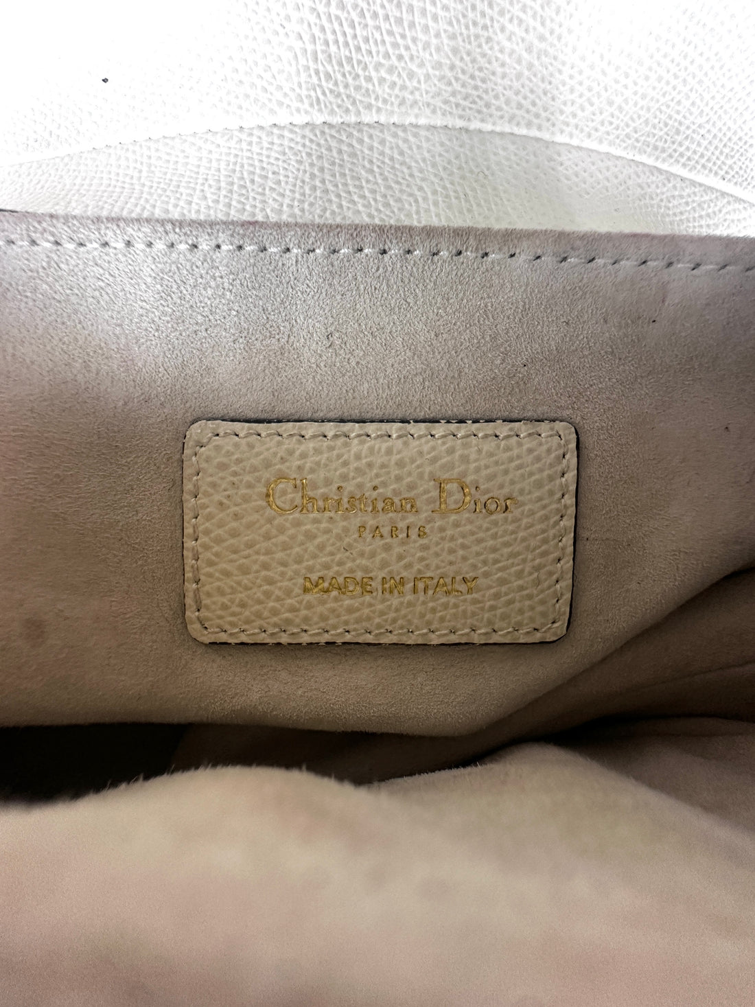 Christian Dior White Leather Small Size Saddle Bag DR512