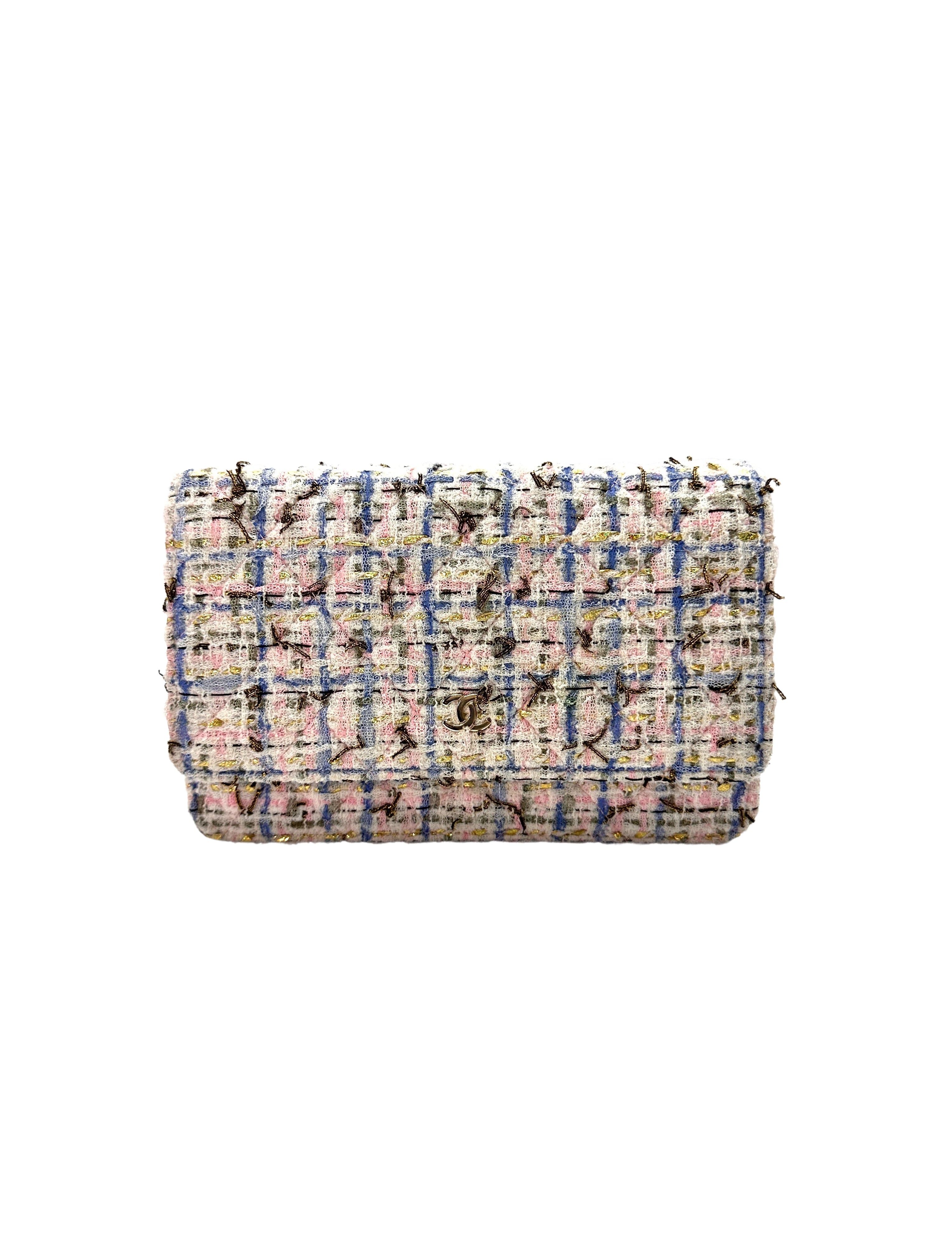 Chanel 19C Pink/Blue Tweed Wallet On Chain With Life Raft Charm(27***88) IRIS025