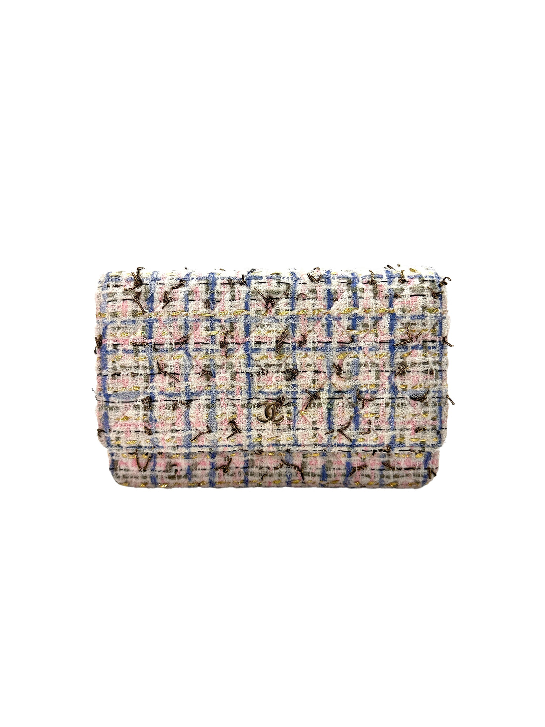 Chanel 19C Pink/Blue Tweed Wallet On Chain With Life Raft Charm(27***88) IRIS025