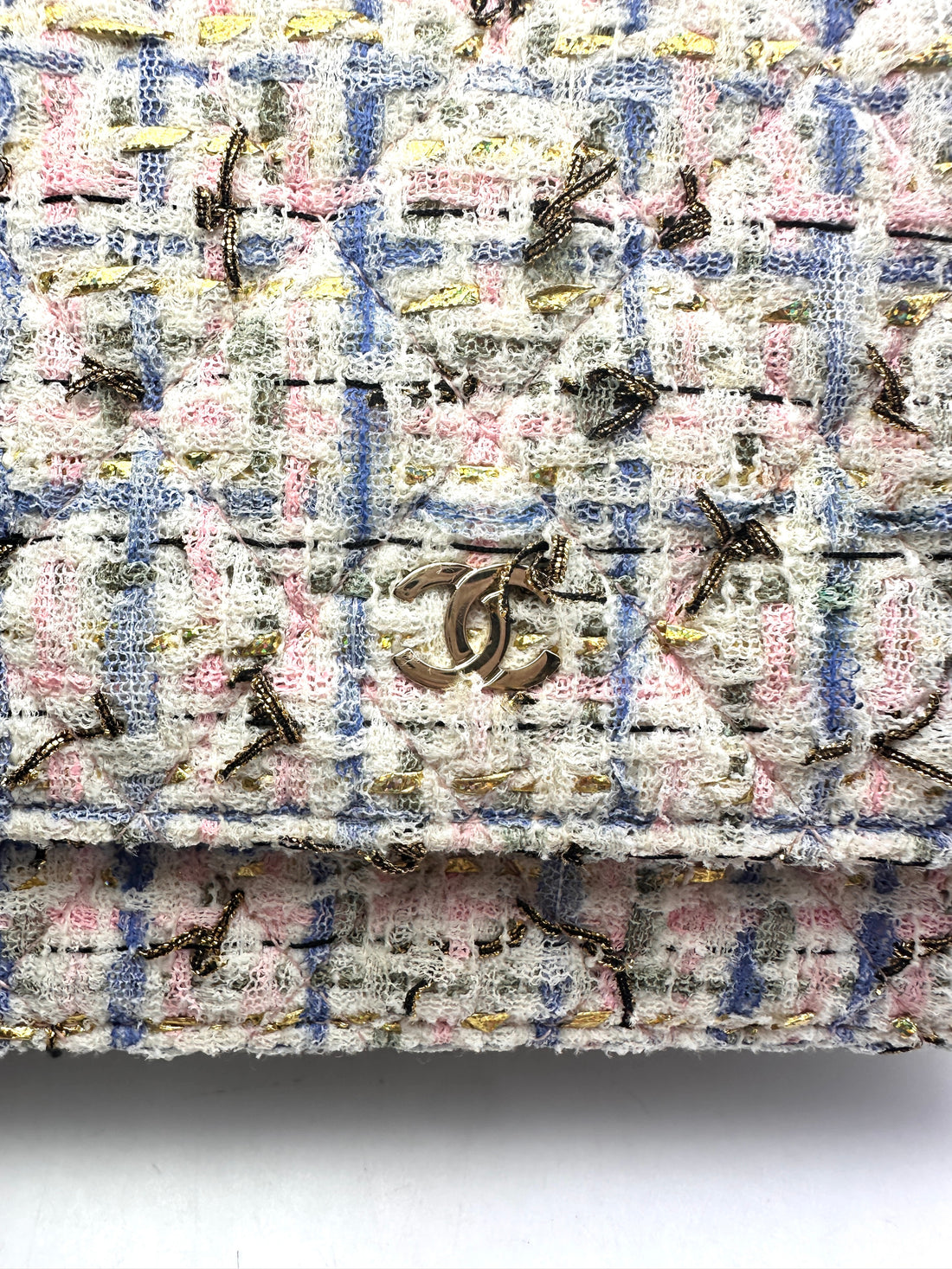 Chanel 19C Pink/Blue Tweed Wallet On Chain With Life Raft Charm(27***88) IRIS025