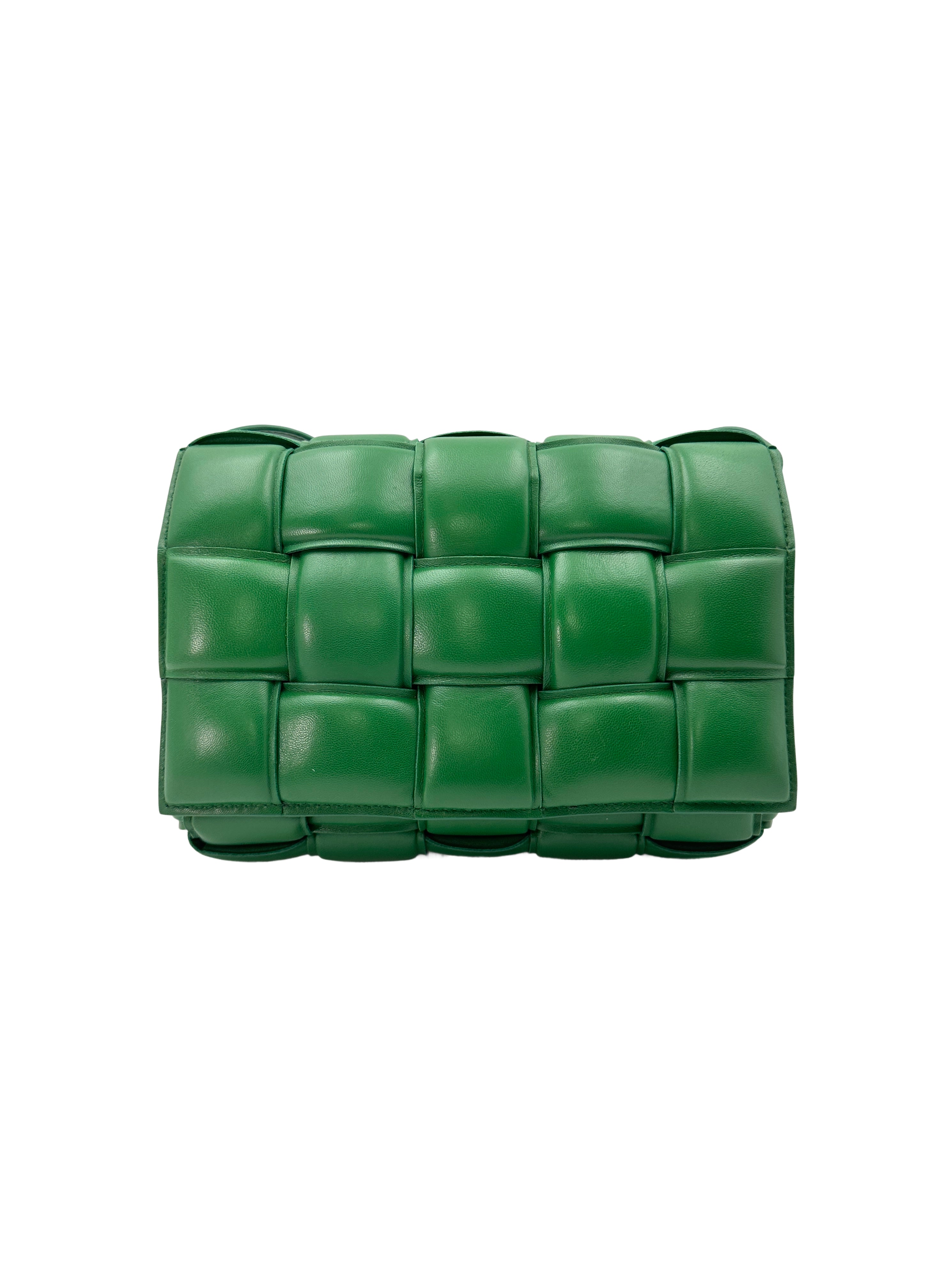 Bottega Veneta Padded Cassette Green Lambskin Shoulder Bag BV101