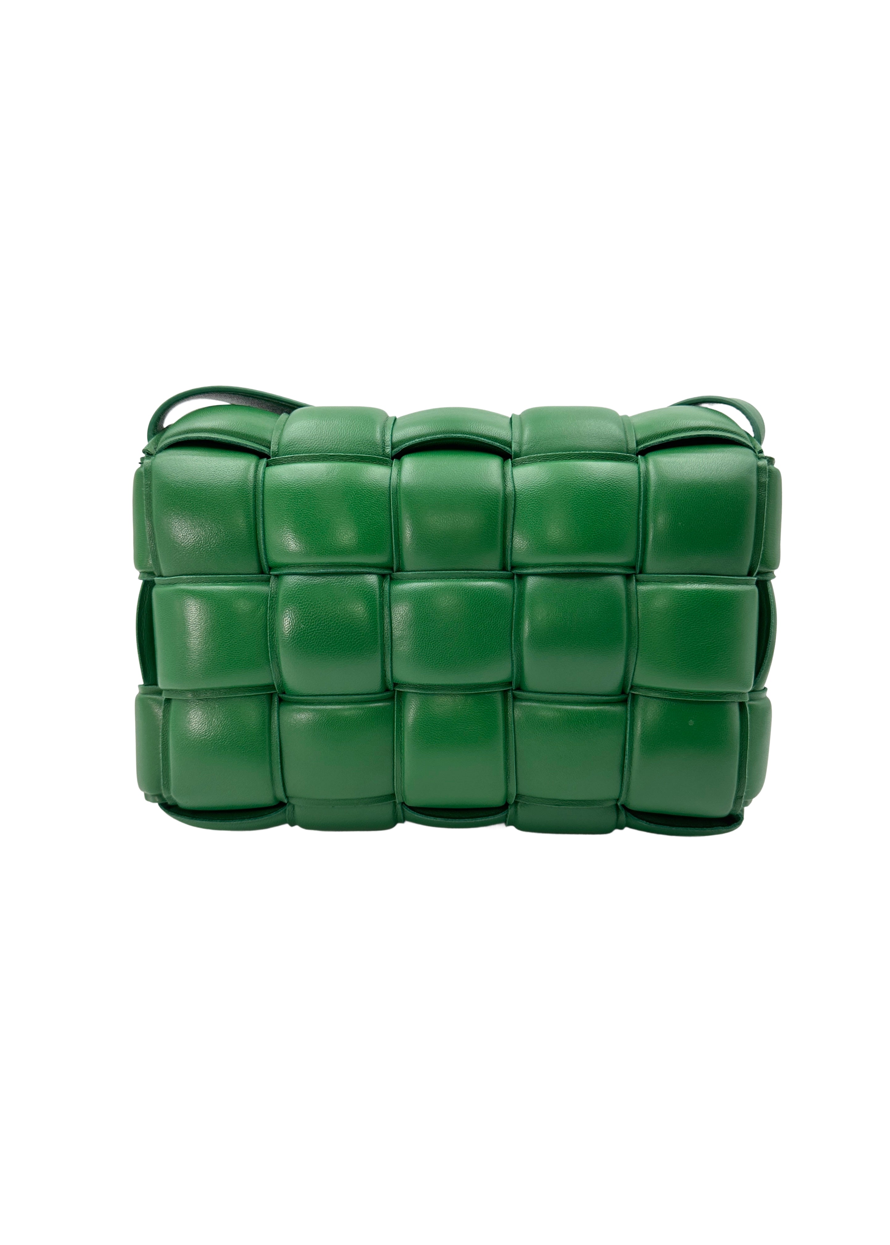 Bottega Veneta Padded Cassette Green Lambskin Shoulder Bag BV101