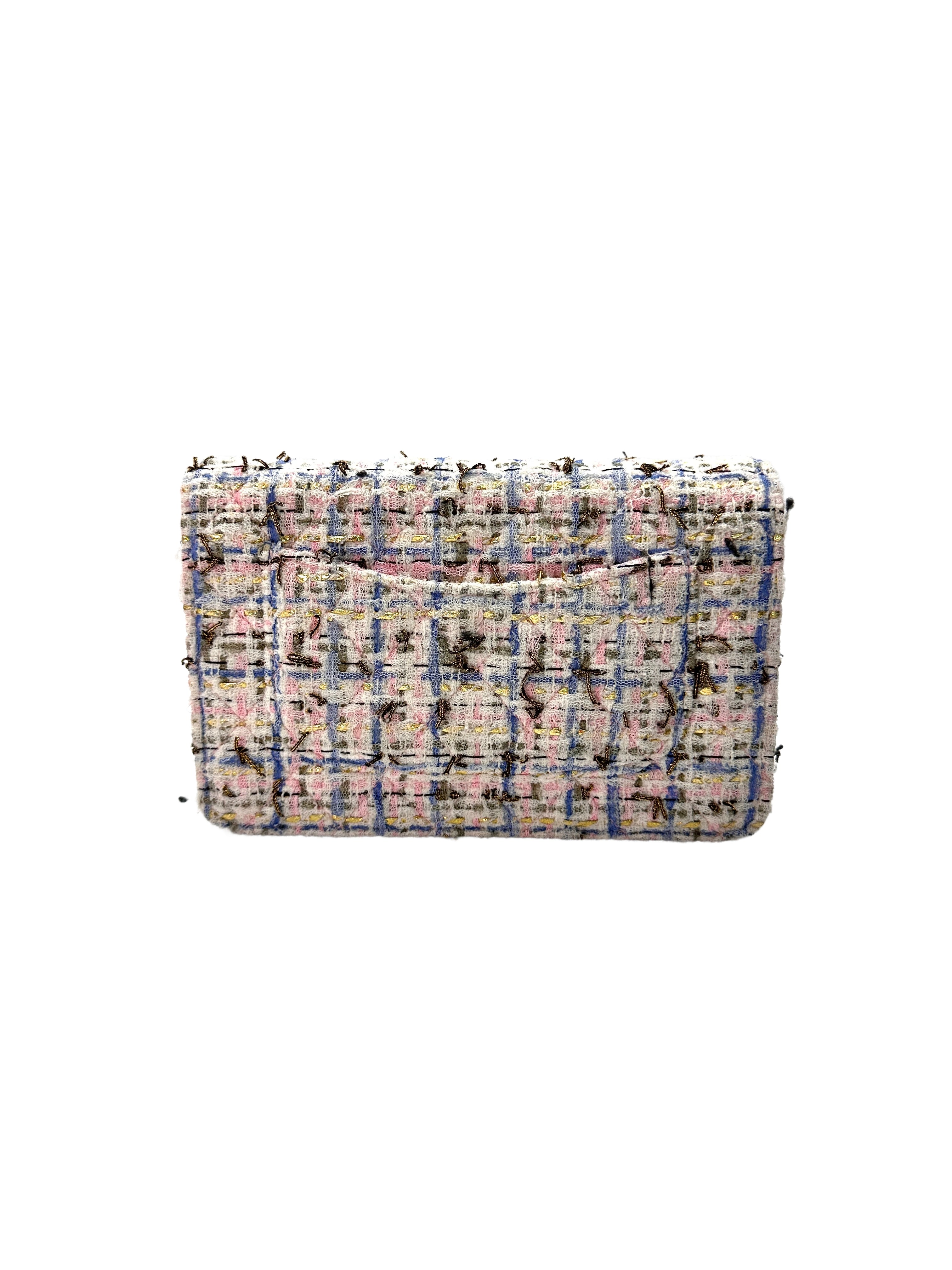 Chanel 19C Pink/Blue Tweed Wallet On Chain With Life Raft Charm(27***88) IRIS025