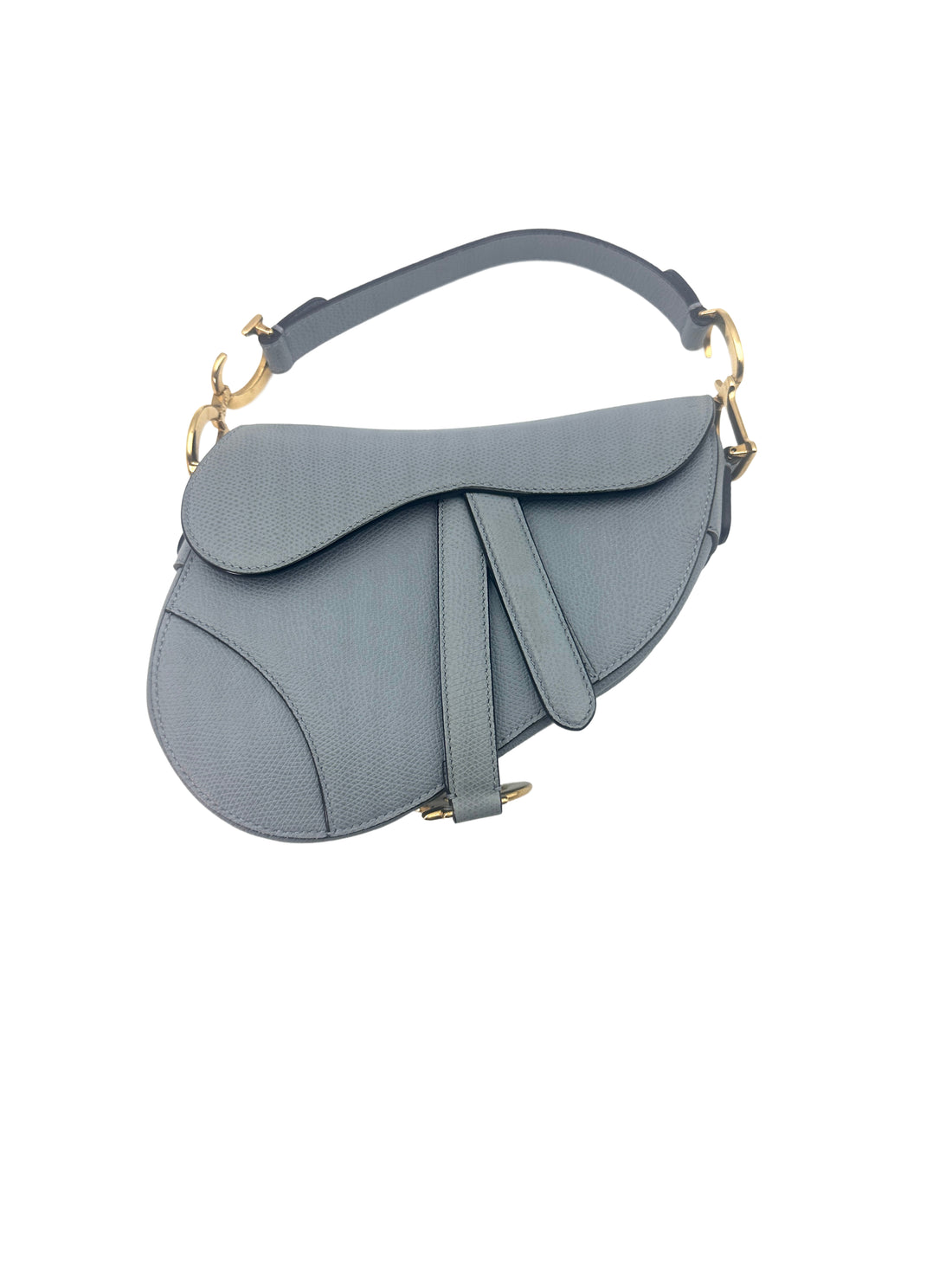 Christian Dior Blue Leather Small Size Saddle Bag DR514