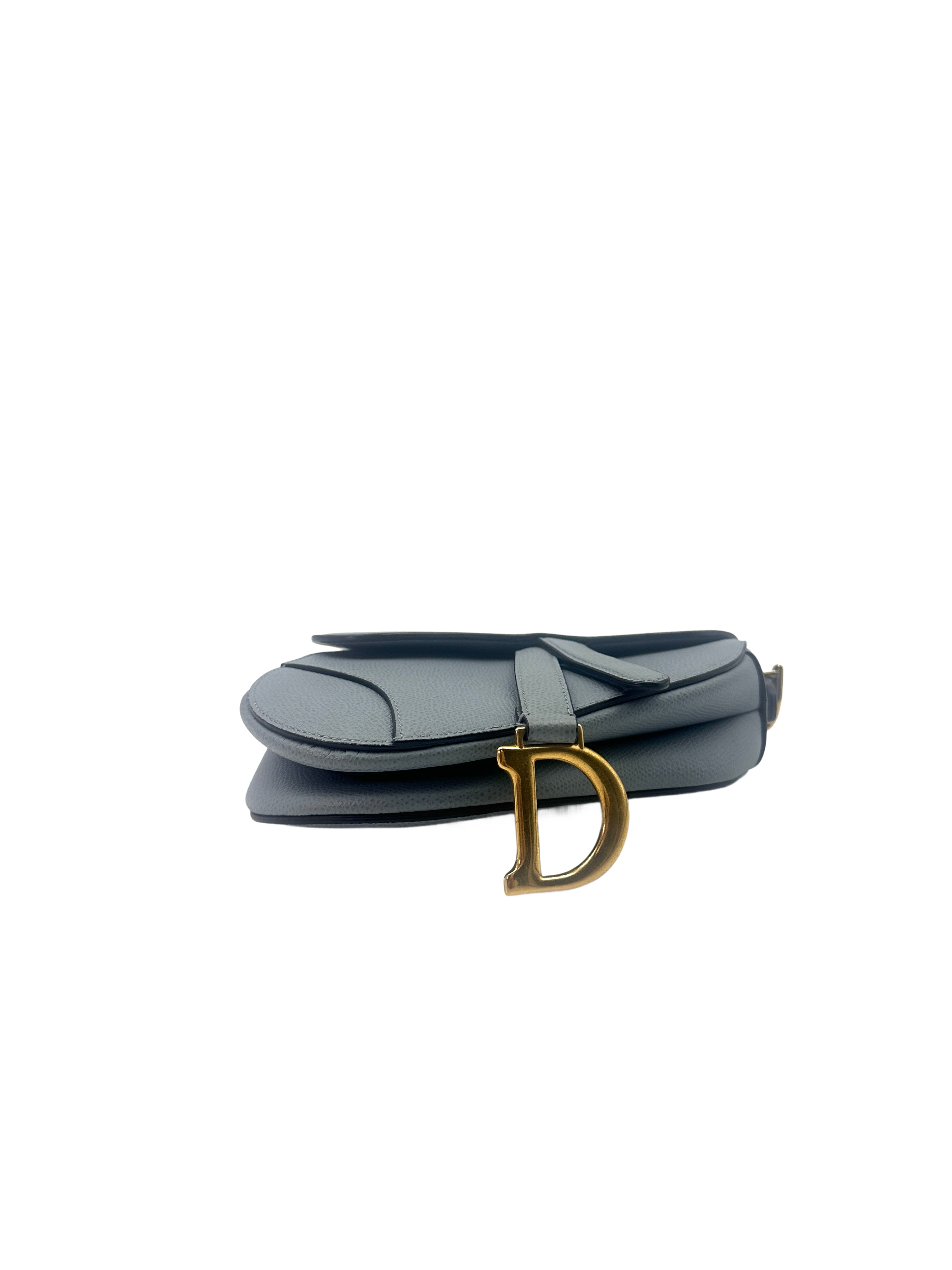 Christian Dior Blue Leather Small Size Saddle Bag DR514
