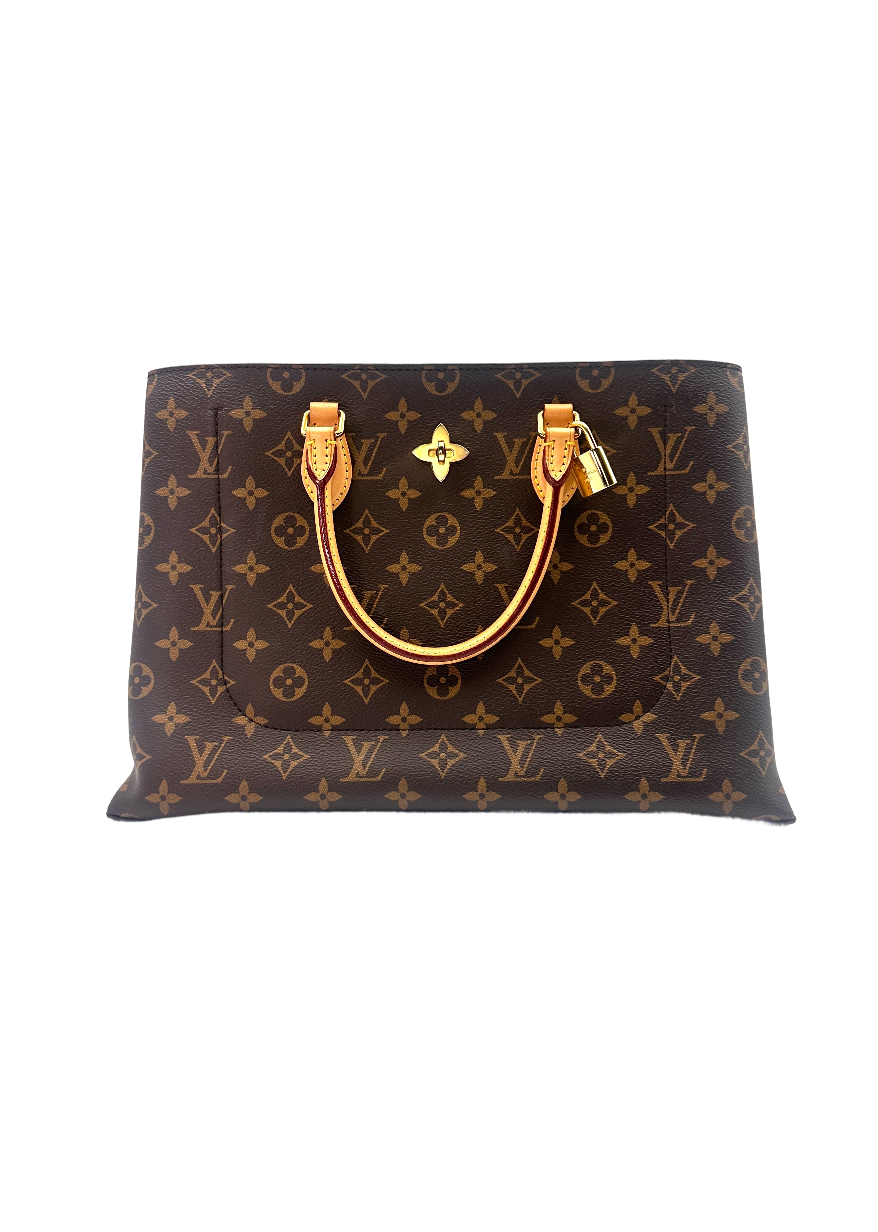 Louis Vuitton Flower Tote Monogram Canvas Handle Bag With Flower Lock LV1987