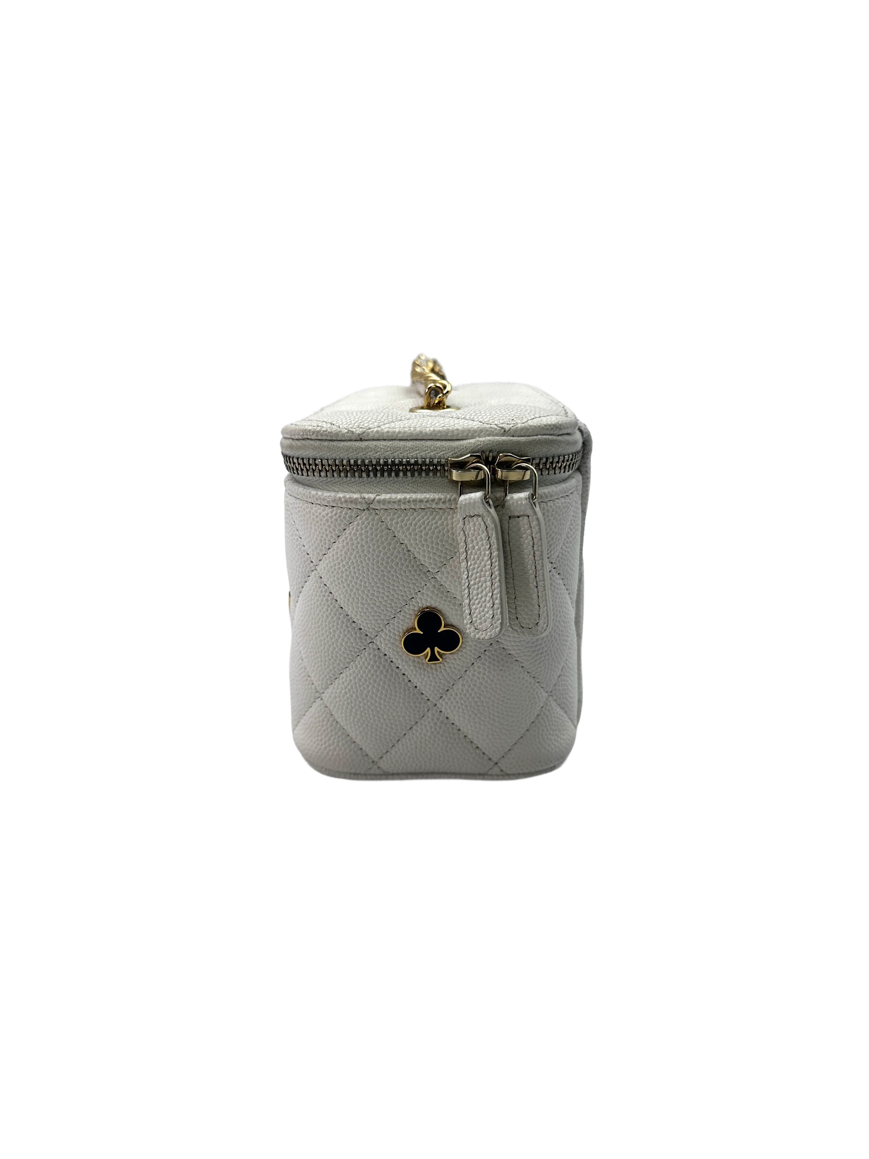 Chanel 23C Coco Casino White Quilted Leather Vanity Case With Gold Hardware(CN***10) CC1445