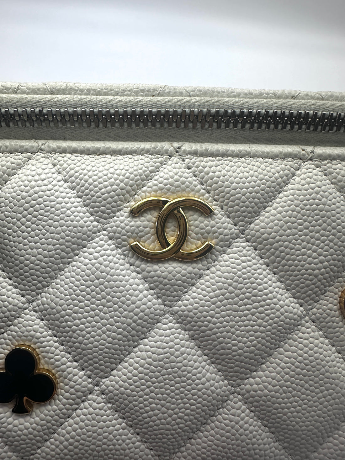 Chanel 23C Coco Casino White Quilted Leather Vanity Case With Gold Hardware(CN***10) CC1445