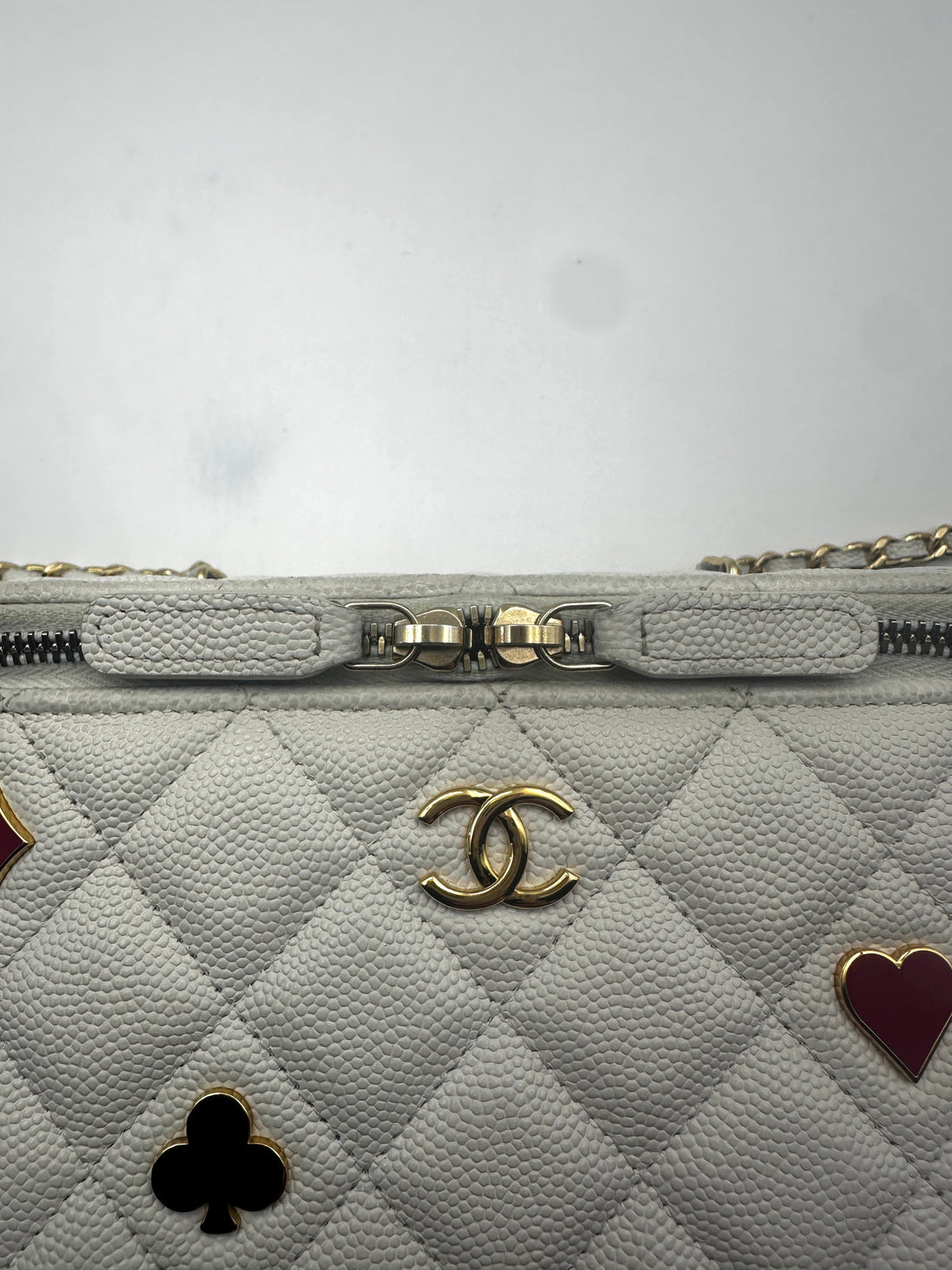 Chanel 23C Coco Casino White Quilted Leather Vanity Case With Gold Hardware(CN***10) CC1445