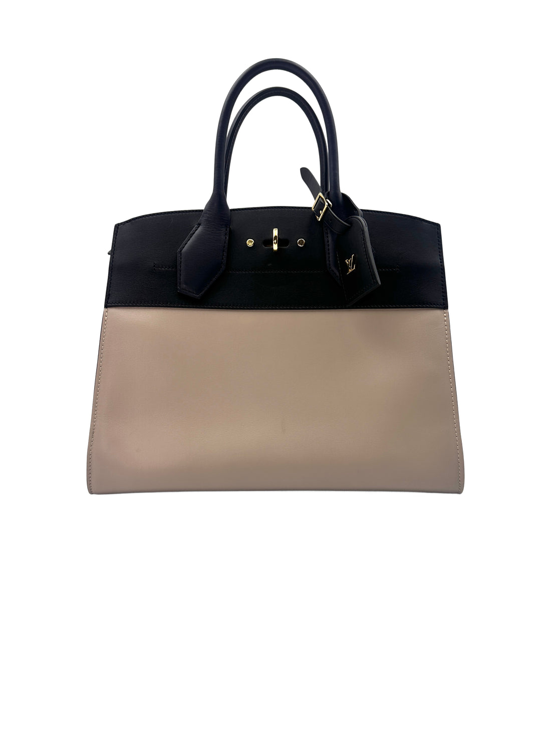 Louis Vuitton City Steamer Smooth Black/Beige Leather Handle Bag LV2001