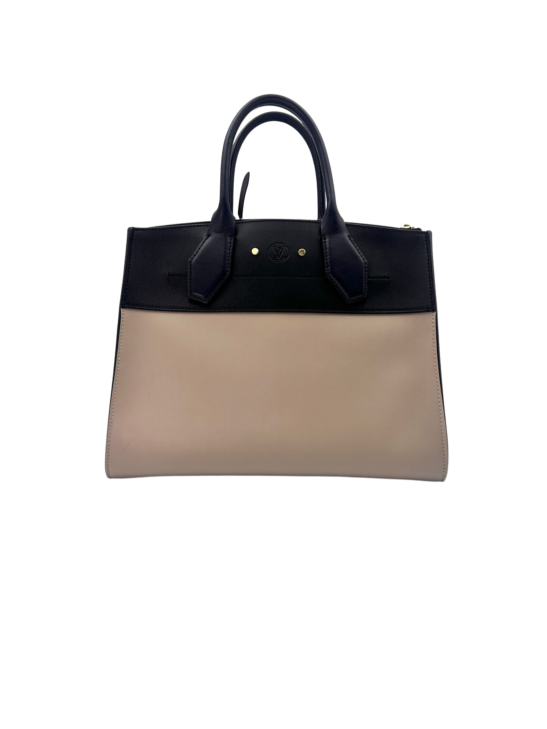 Louis Vuitton City Steamer Smooth Black/Beige Leather Handle Bag LV2001