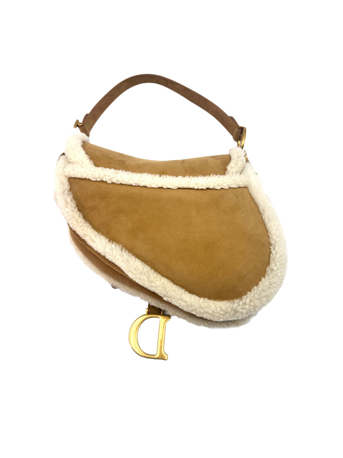 Christian Dior Camel Suede & Shearling Leather Saddle Bag DR521