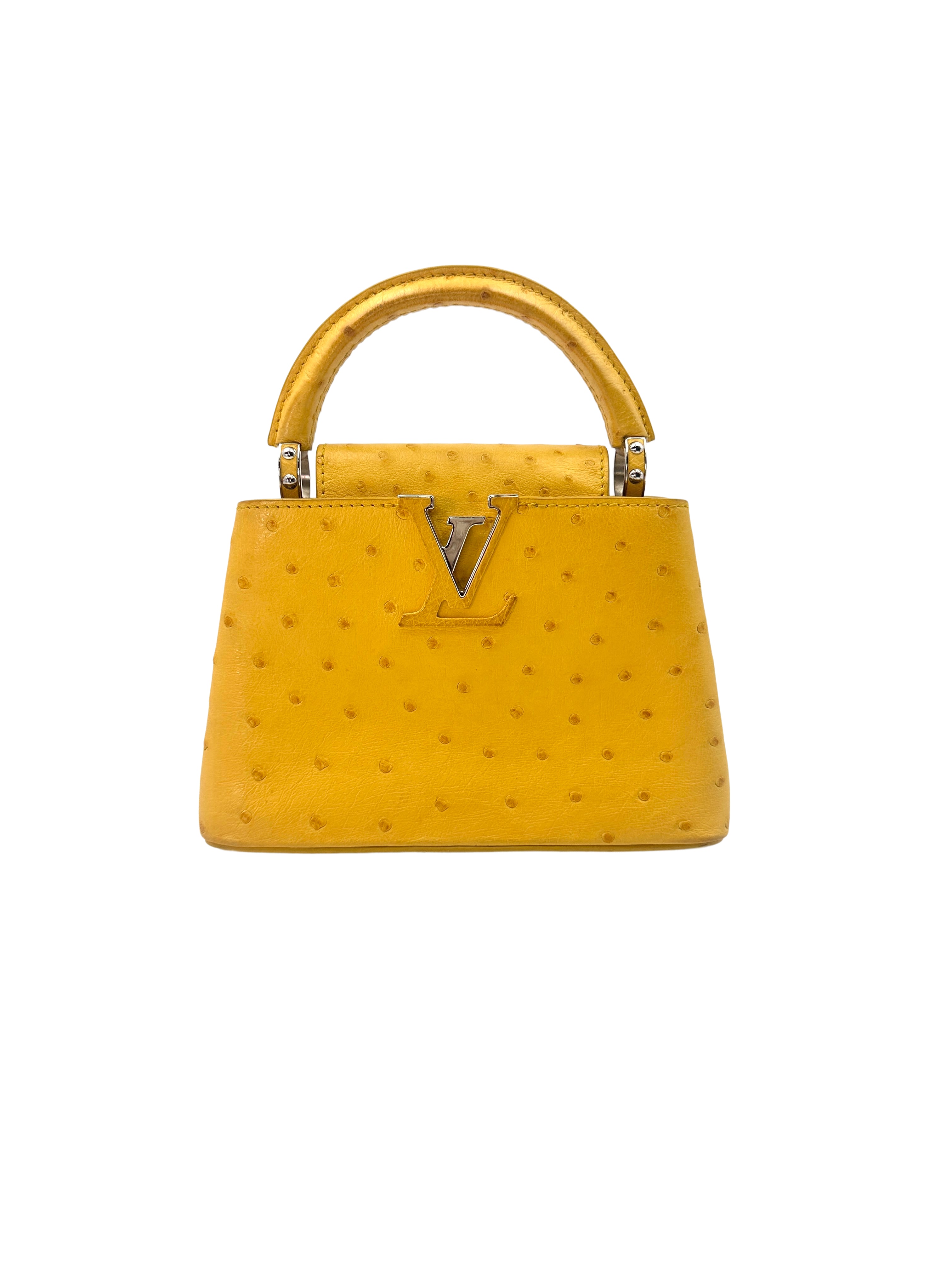 Louis Vuitton Capucines Yellow Ostrich Leather Handle Bag LV1999