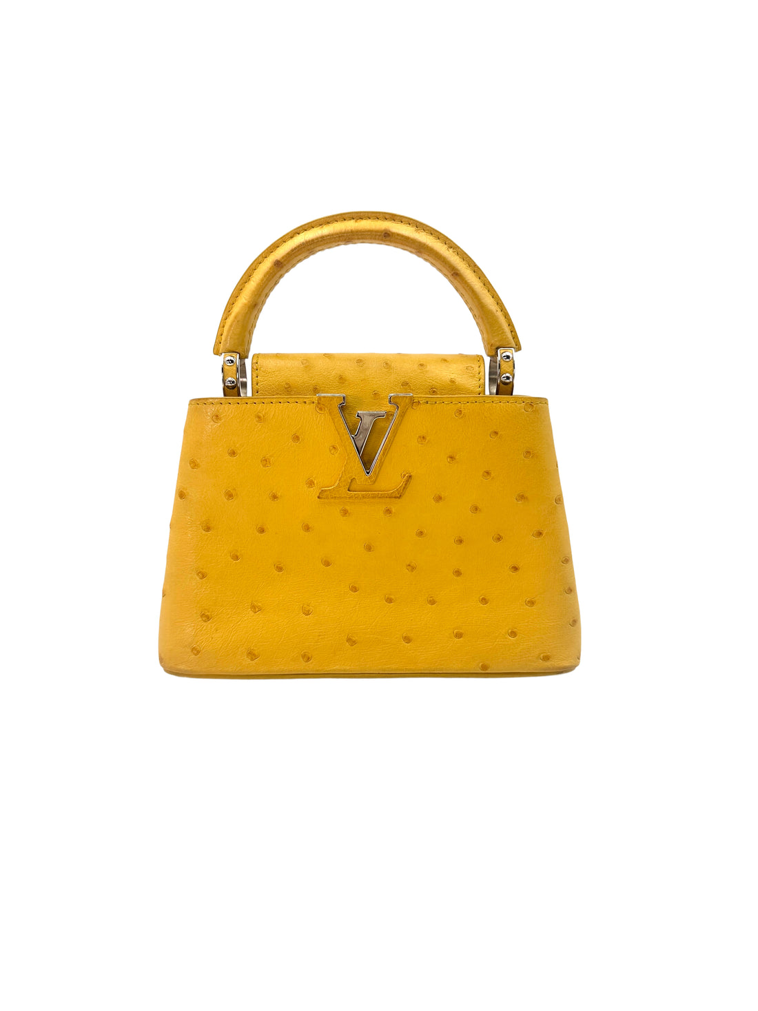 Louis Vuitton Capucines Yellow Ostrich Leather Handle Bag LV1999