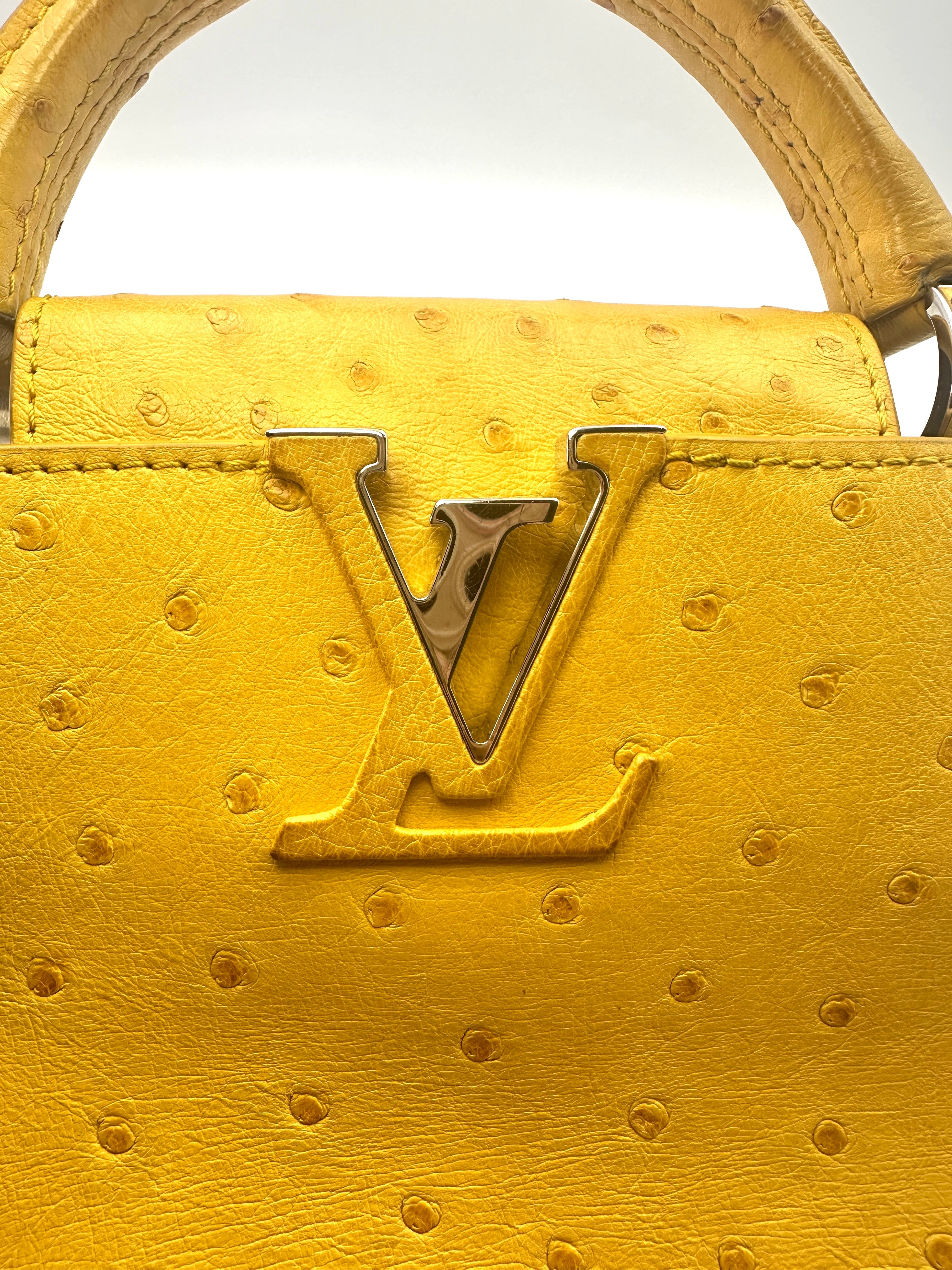 Louis Vuitton Capucines Yellow Ostrich Leather Handle Bag LV1999