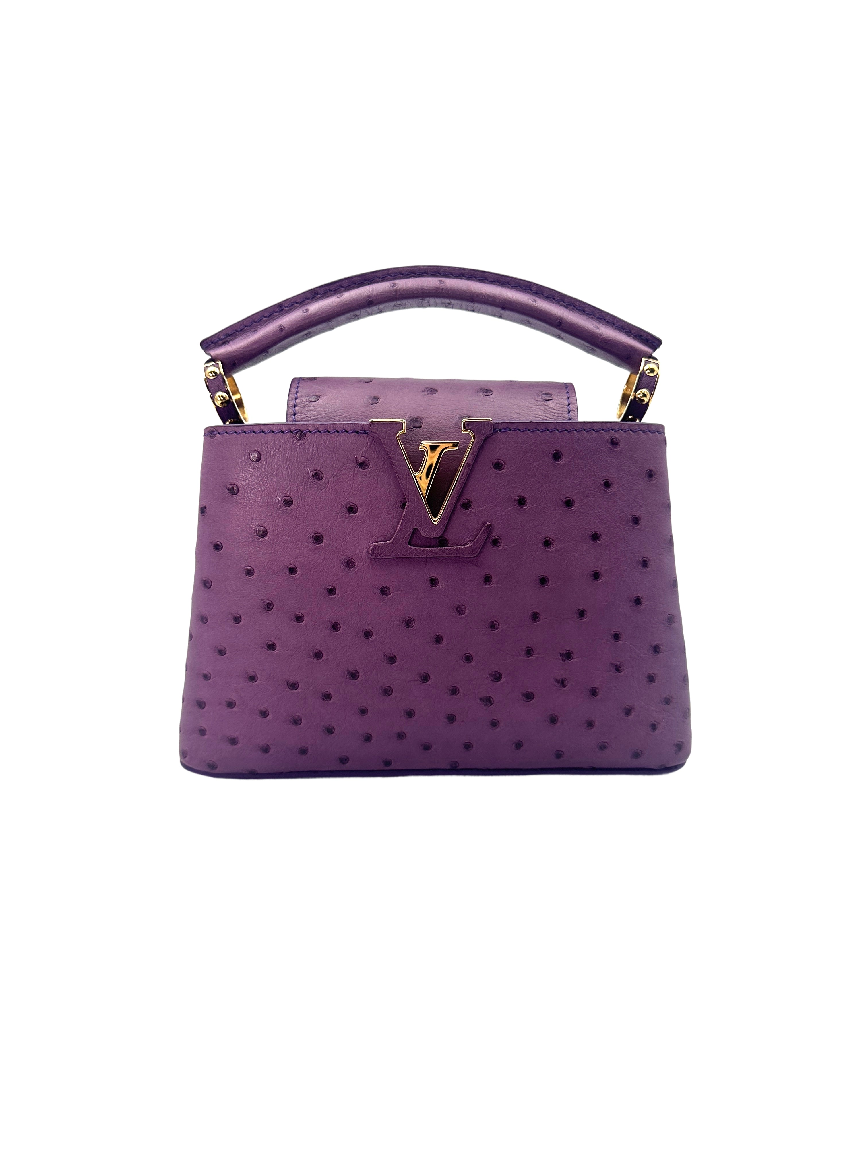 Louis Vuitton Capucines Purple Ostrich Leather Handle Bag LV1995